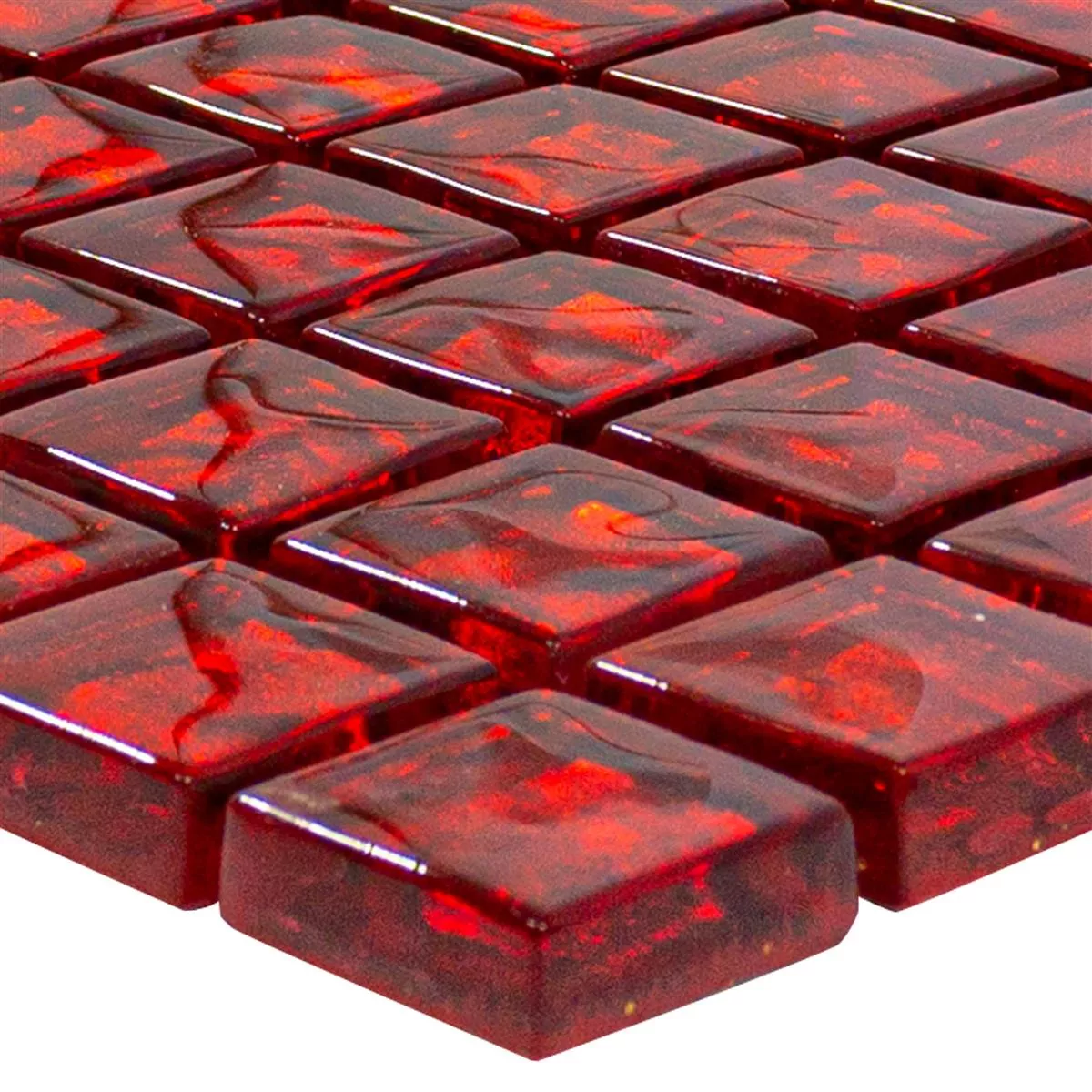 Vzorek Skleněná Mozaika Dlaždice Santa Cruz Strukturovaný Červená