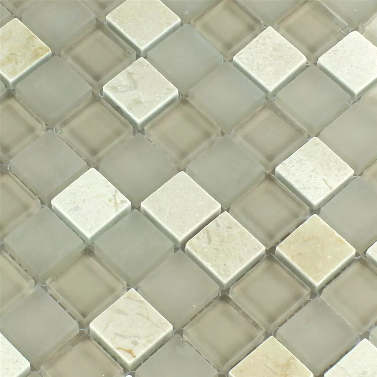 Mozaiková Dlaždice Sklo Mramor Barbuda Krémová 23x23x8mm