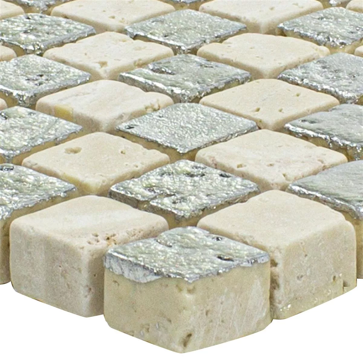 Vzorek Mramor Mozaika Z Přírodního Kamene Dlaždice Antika Mix Stříbrná Krémová