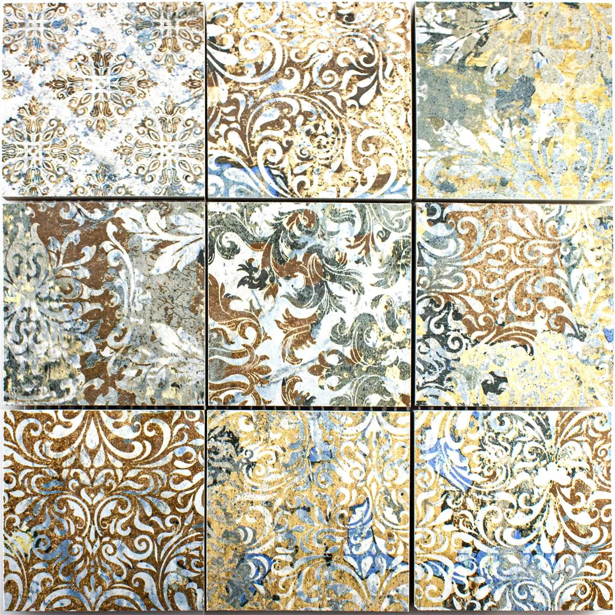 Keramická Mozaika Dlaždice Patchwork Pestrobarevná 95x95mm