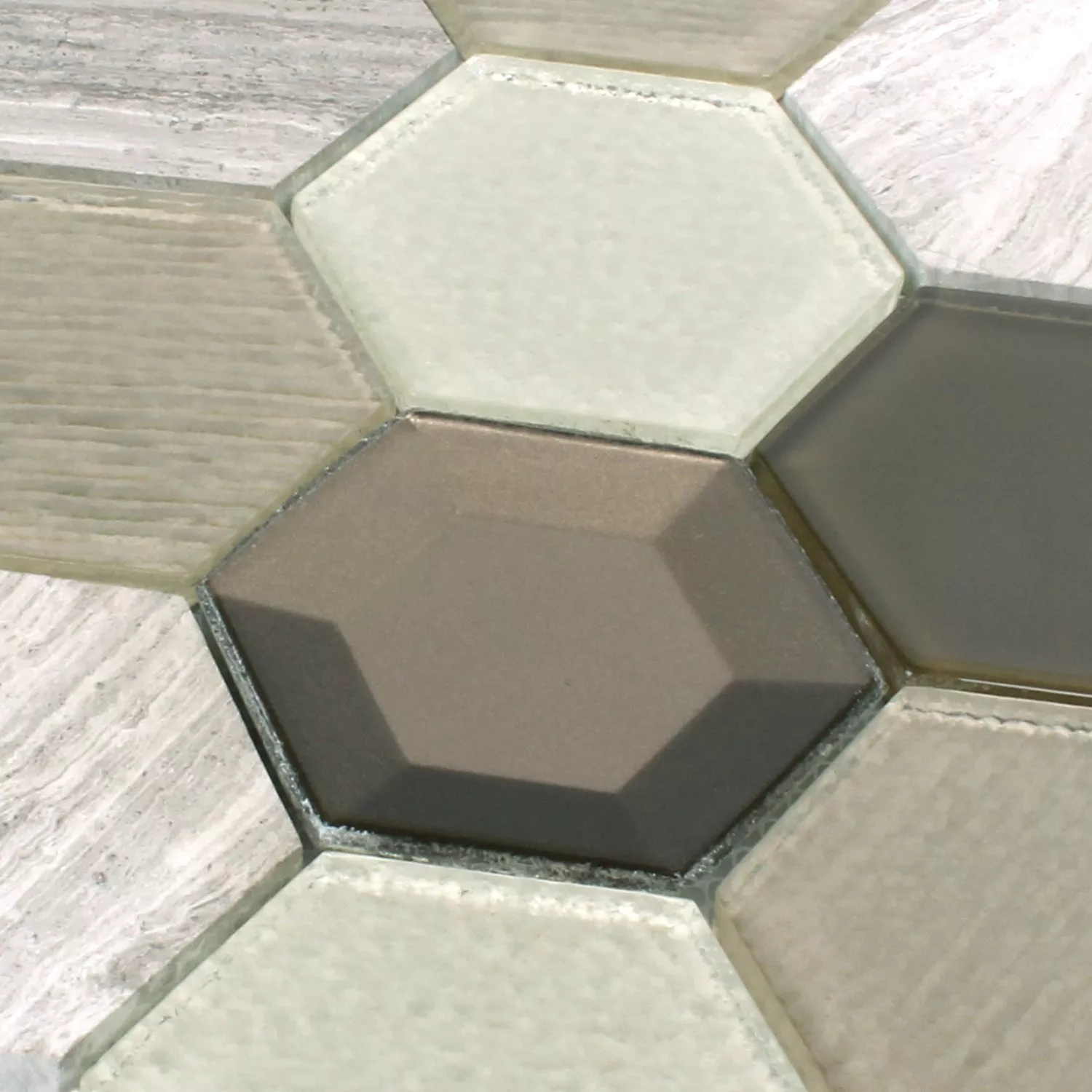Mozaiková Dlaždice Concrete Sklo Přírodní Kámen 3D Béžová