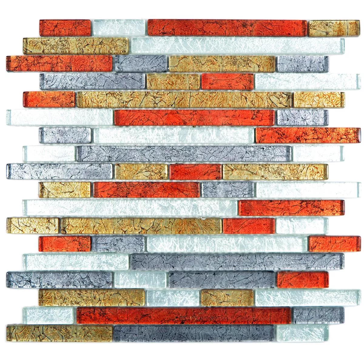 Skleněná Mozaika Dlaždice Curlew Červená Hnědá Stříbrná Kompozitní