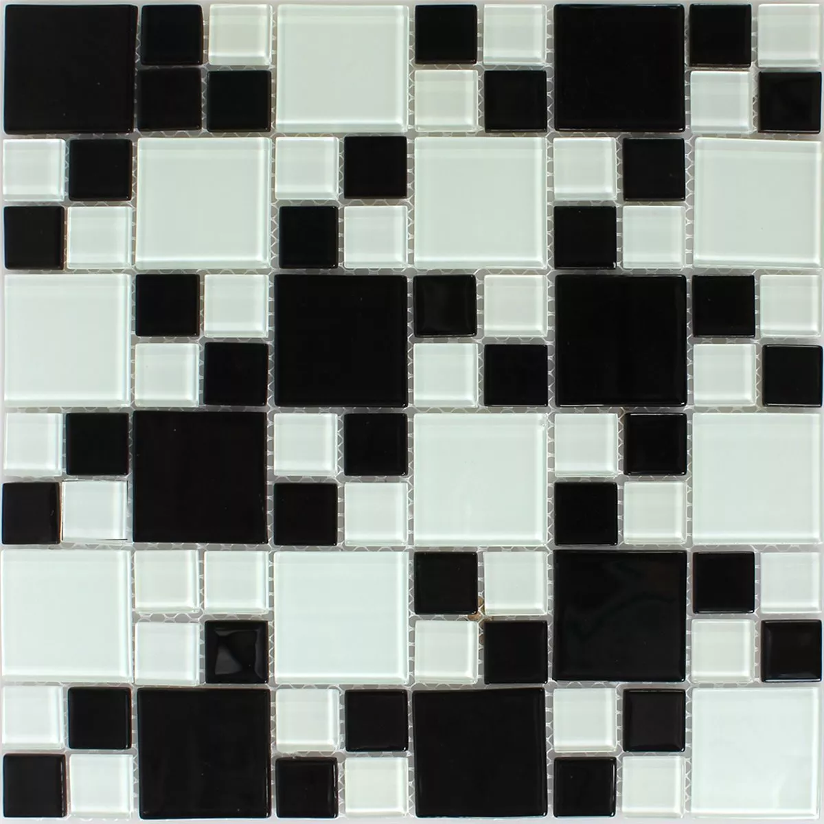 Skleněná Mozaika Dlaždice Černá Bílá Mix