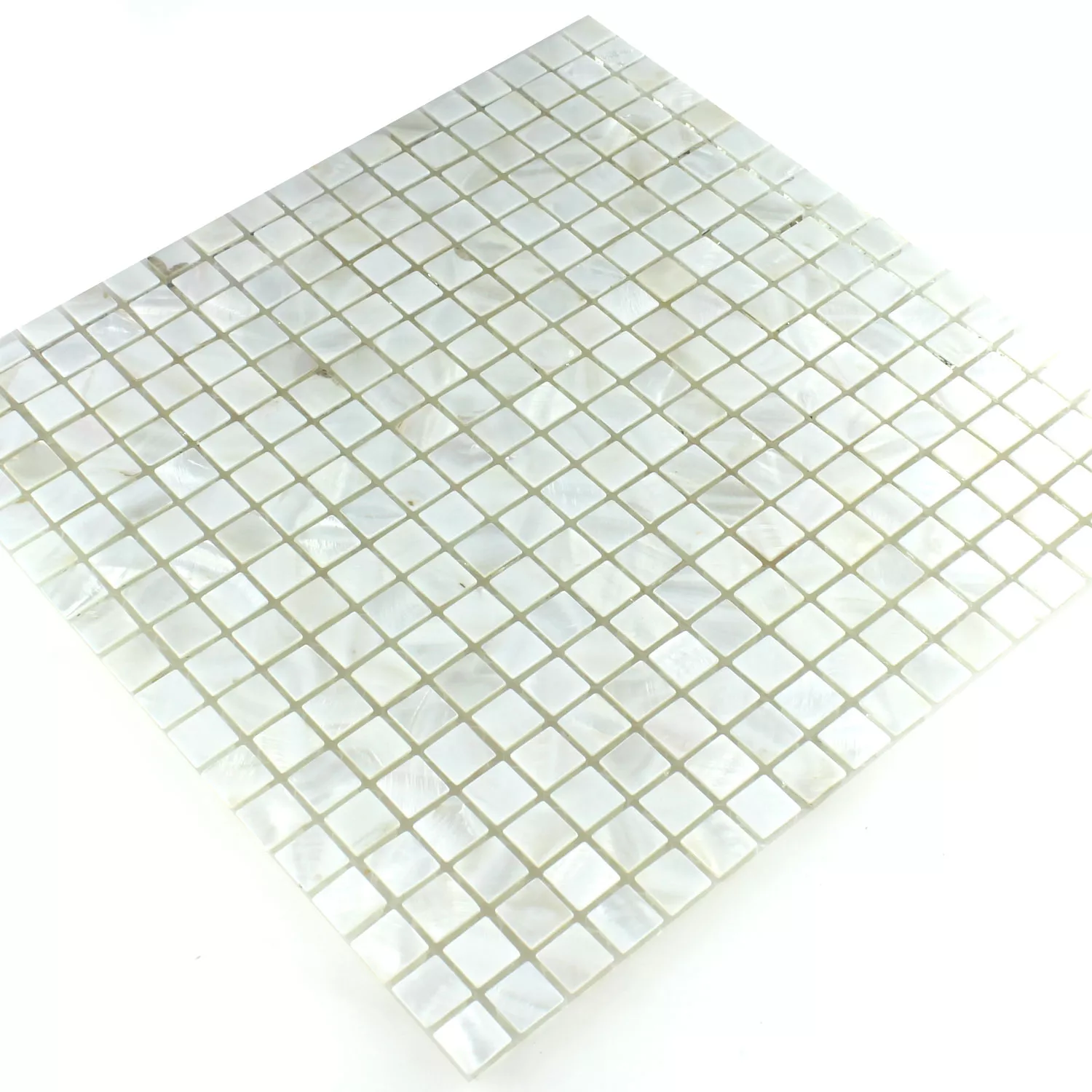 Vzorek Mozaiková Dlaždice Sklo Perleťový Efekt Slonová Kost Bílá 