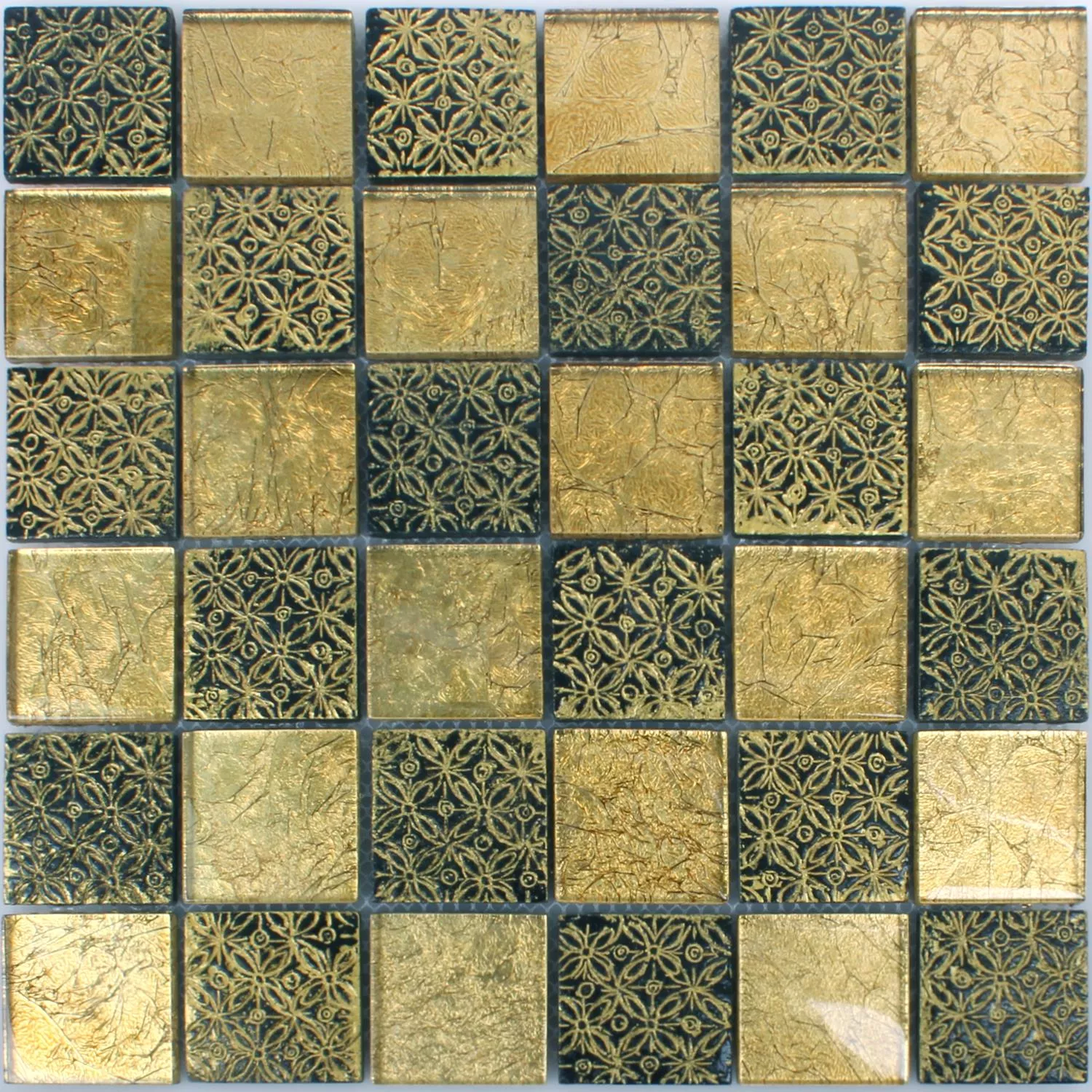 Mozaiková Dlaždice Sklo Přírodní Kámen Friesia Zlatá
