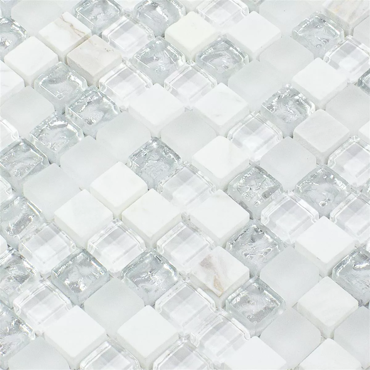 Skleněná Mozaika Dlaždice Lexington Sklo Materiálová Směs Bílá
