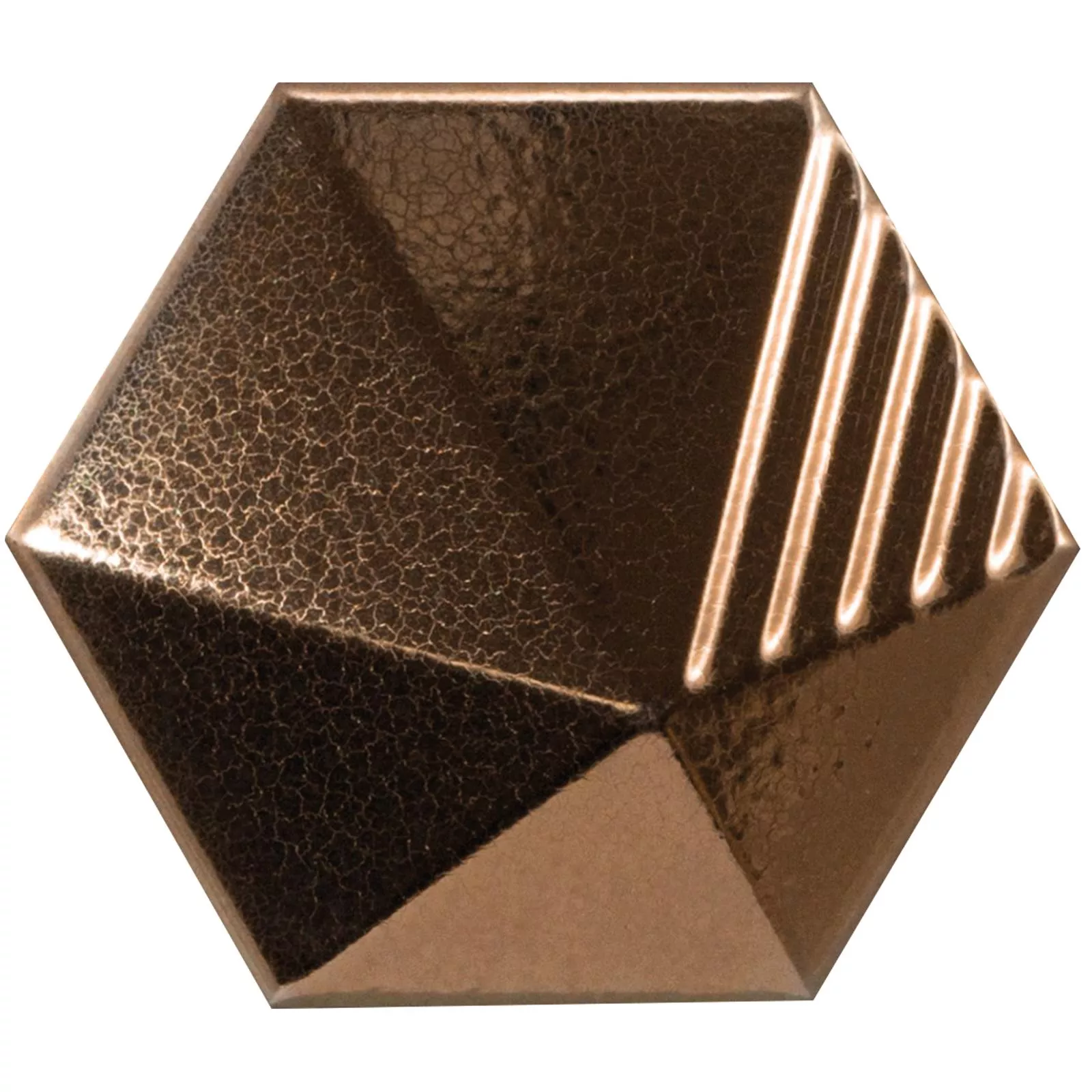 Vzorek Nástěnné Obklady Rockford 3D Šestiúhelník 12,4x10,7cm Měď
