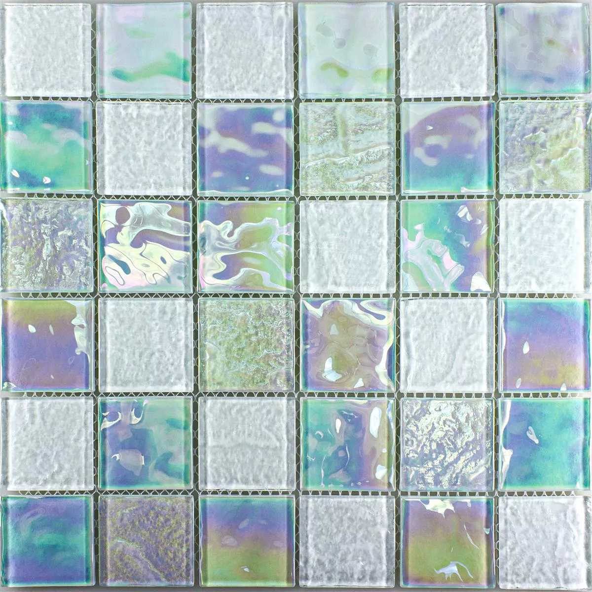 Skleněná Mozaika Dlaždice Perleťový Efekt Darwin Bílá