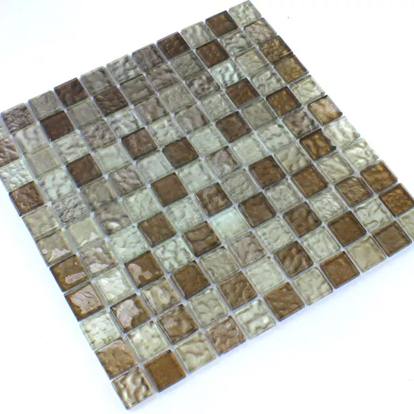 Skleněná Mozaika 25x25x6mm Jantarová Hnědá Mix