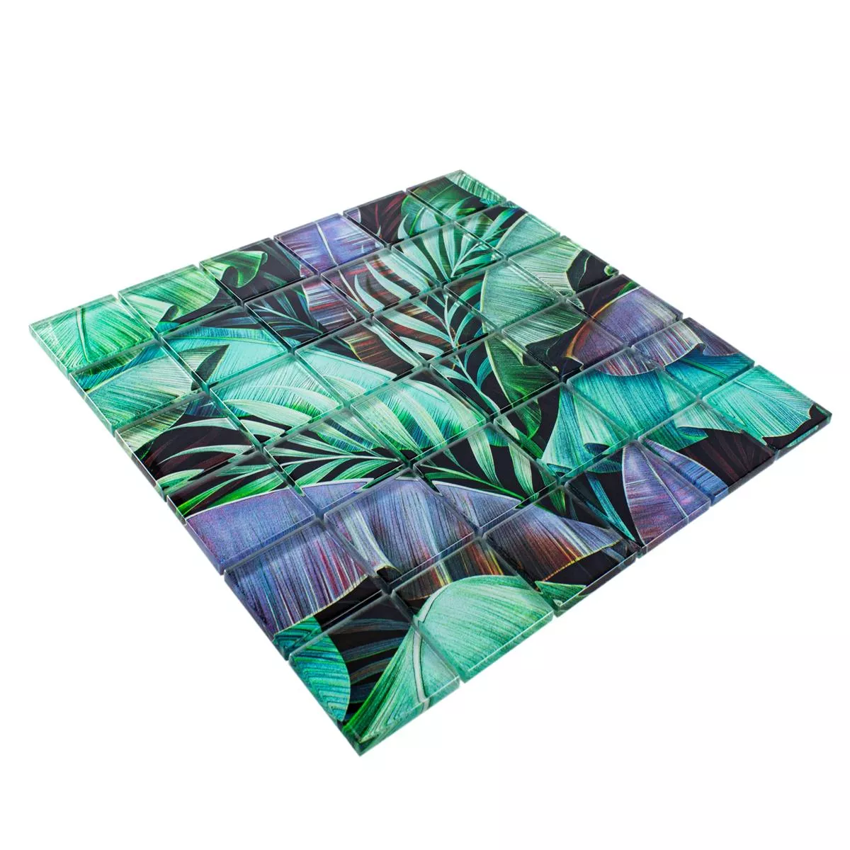 Skleněná Mozaika Dlaždice Pittsburg Květinová Optika Zelená Lila