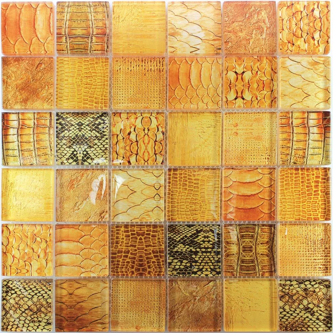Skleněná Mozaika Dlaždice Python Oranžová