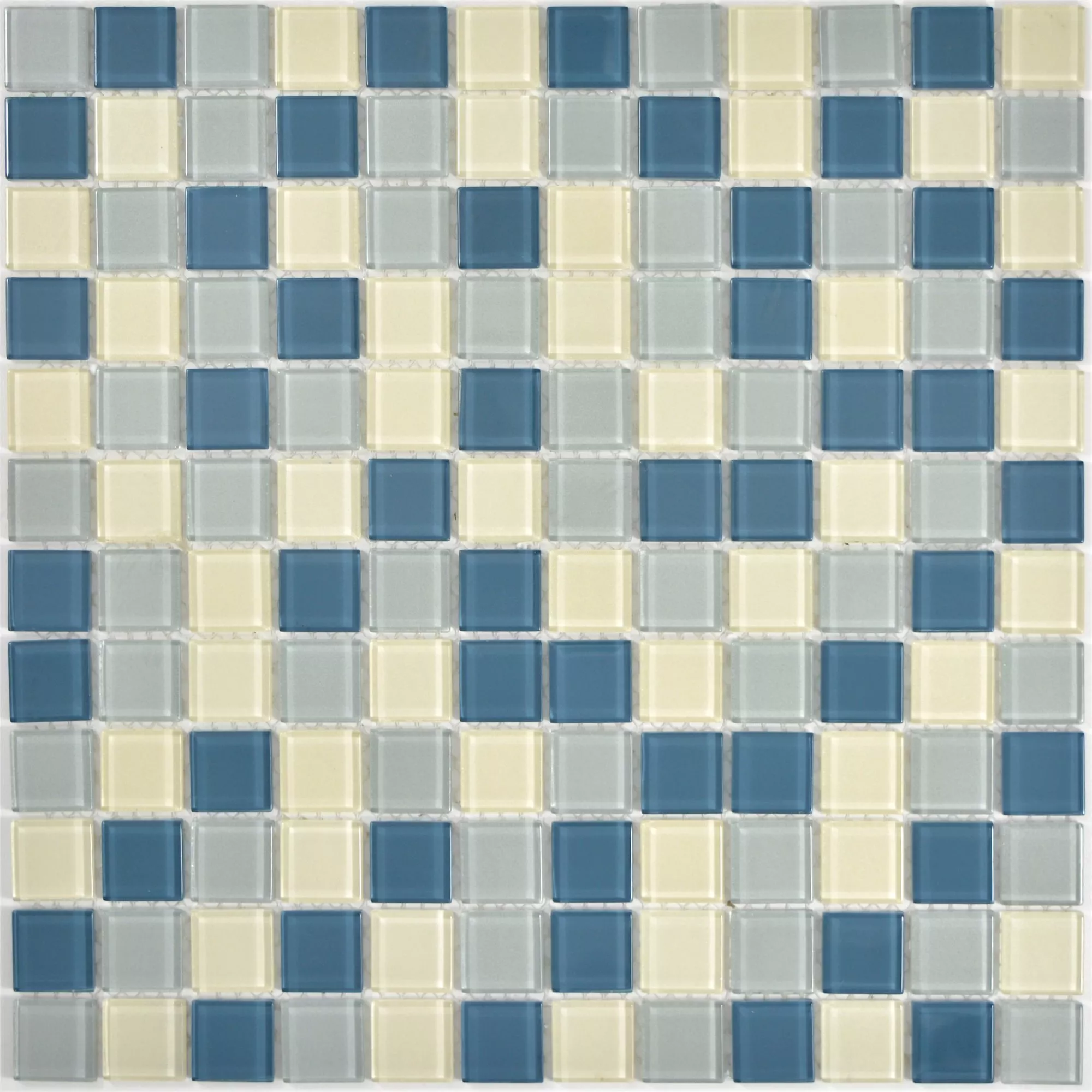 Skleněná Mozaika Dlaždice Bommel Stříbrná Bílá Modrá