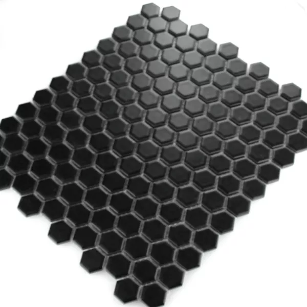 Vzorek Mozaiková Dlaždice Keramika Šestiúhelník Černá Matný H23
