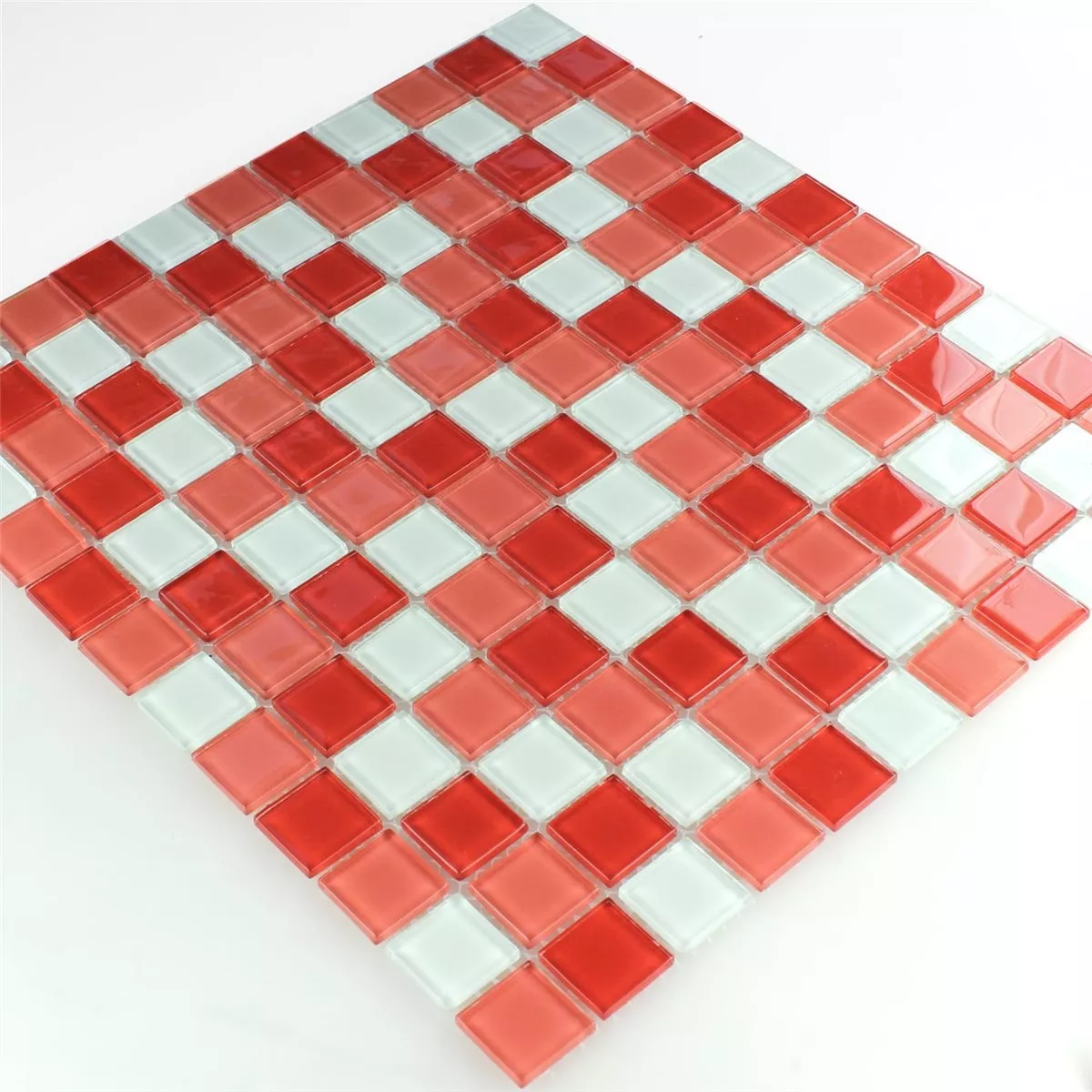 Vzorek Skleněná Mozaika Dlaždice Kozarica Bílá Červená Mix