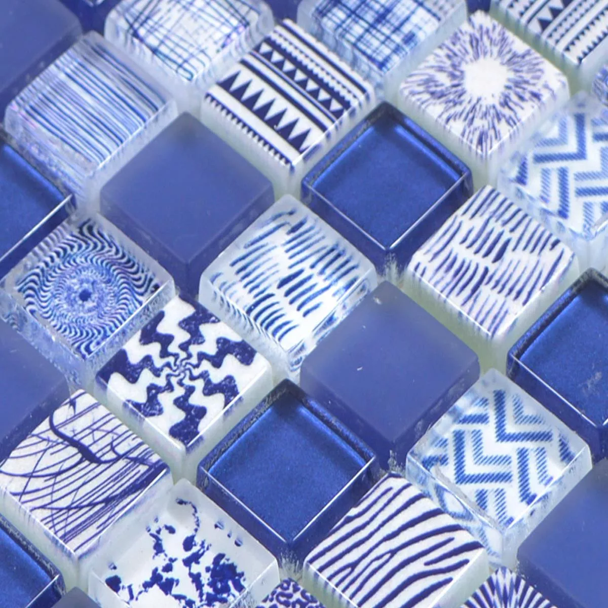 Vzorek Skleněná Mozaika Dlaždice Cornelia Retro Vzhled Modrá