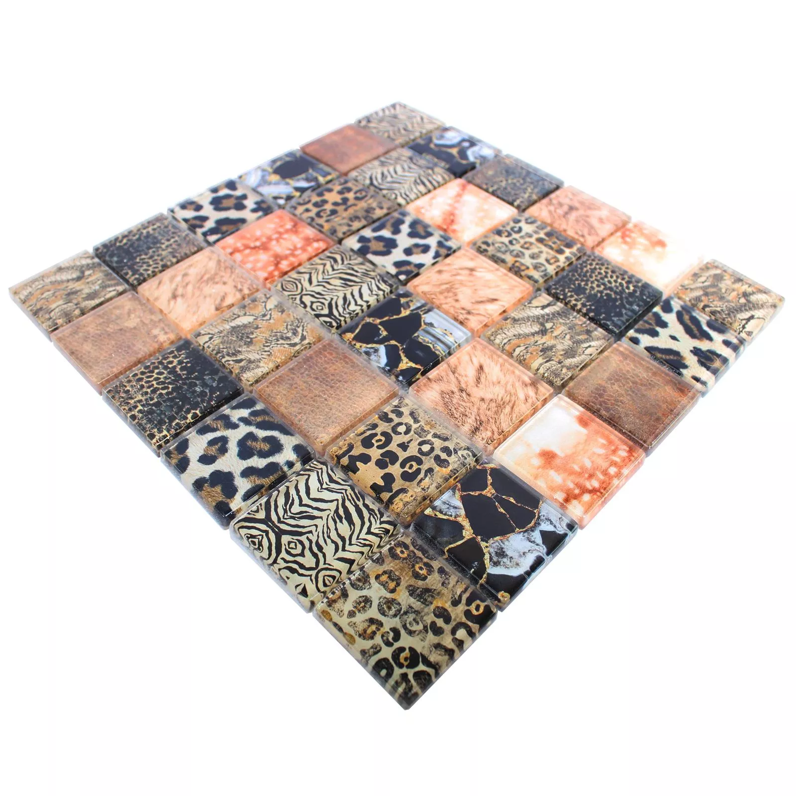 Skleněná Mozaika Dlaždice Safari Černá Béžová