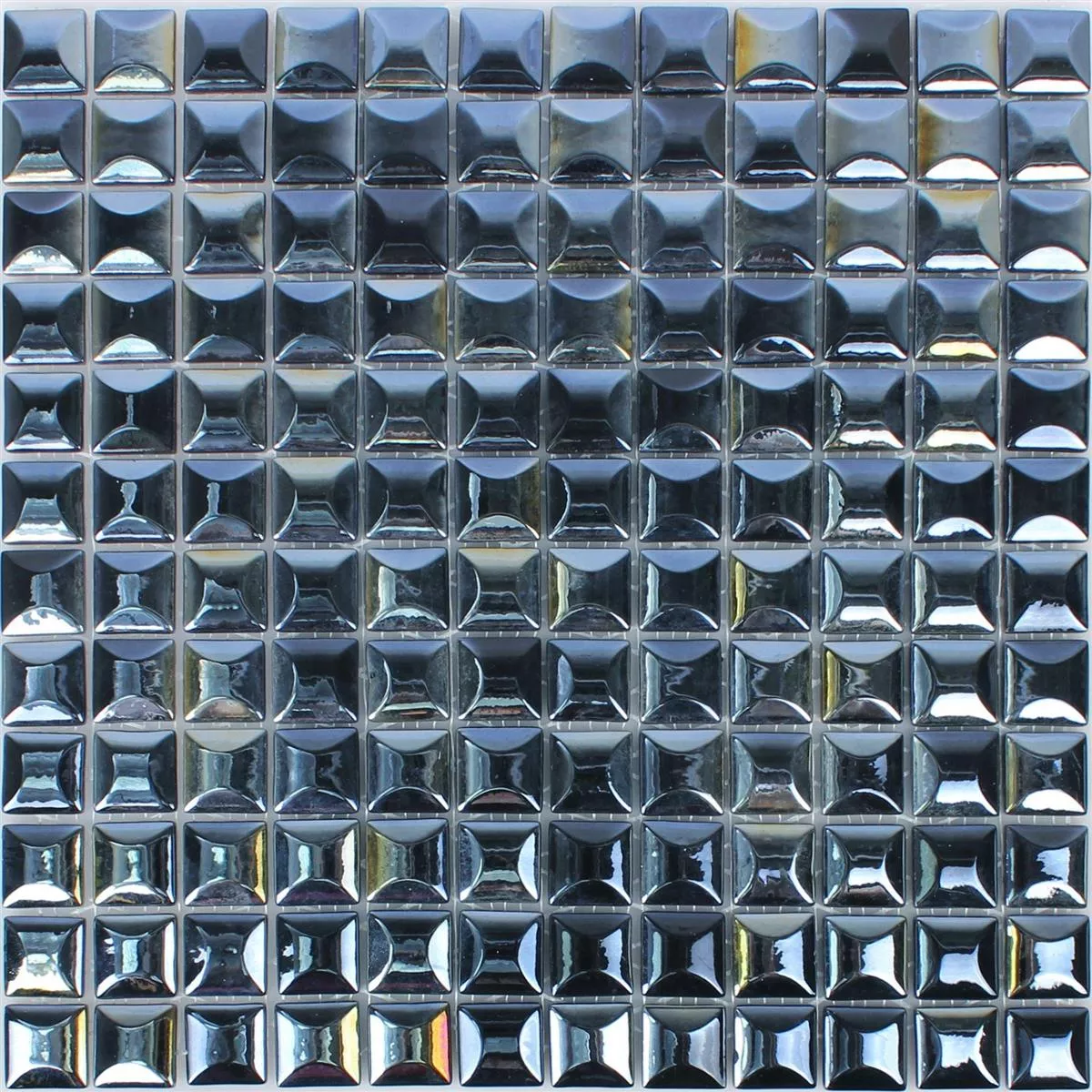 Skleněná Mozaika Dlaždice Monrovia Černá 3D Metallic