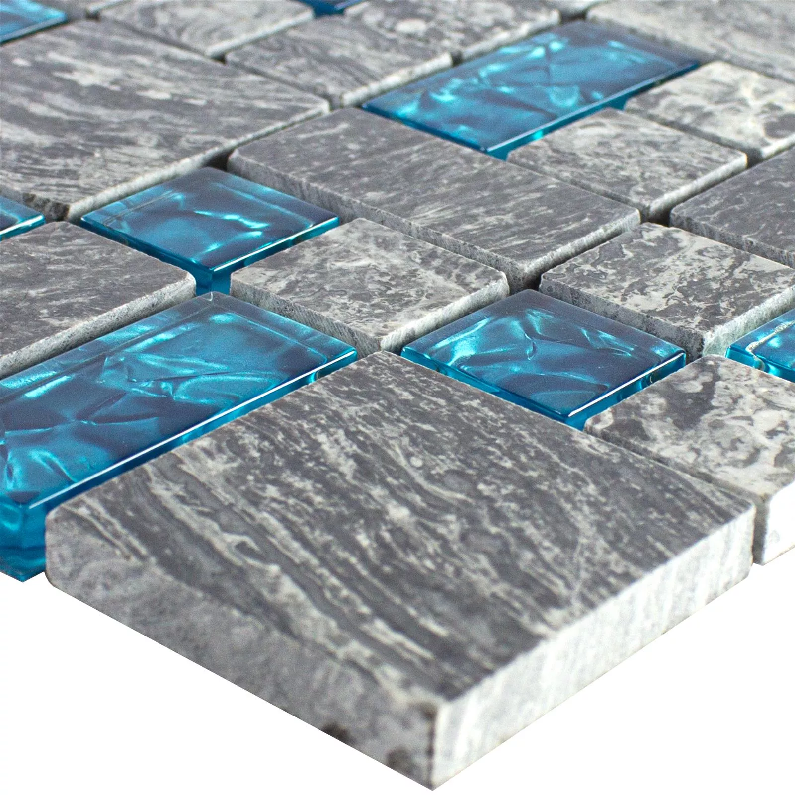 Skleněná Mozaika Dlaždice Z Přírodního Kamene Manavgat Šedá Modrá 2 Mix