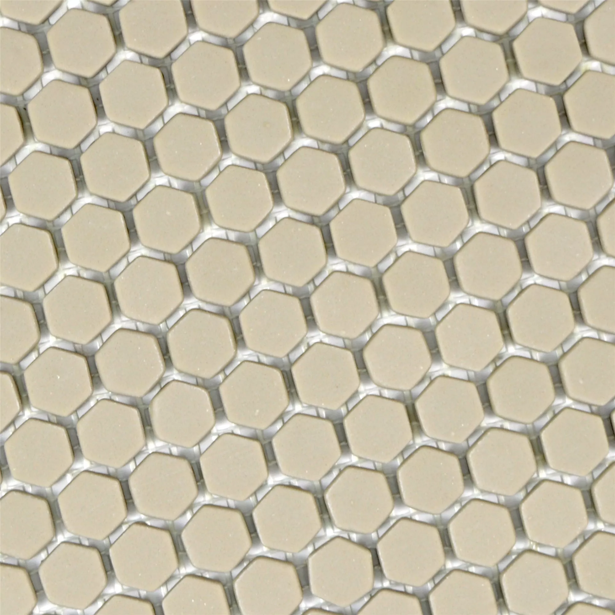 Vzorek Skleněná Mozaika Dlaždice Kassandra Šestiúhelník Cream Matný