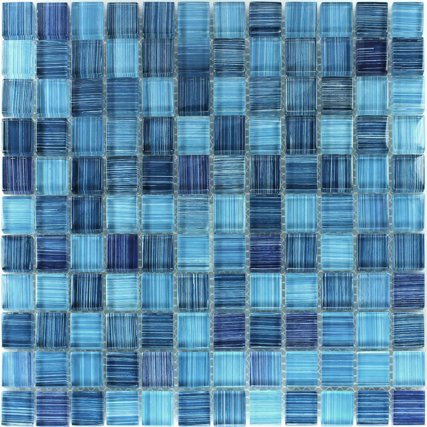 Skleněná Mozaika Dlaždice Modrá Pruhovaný