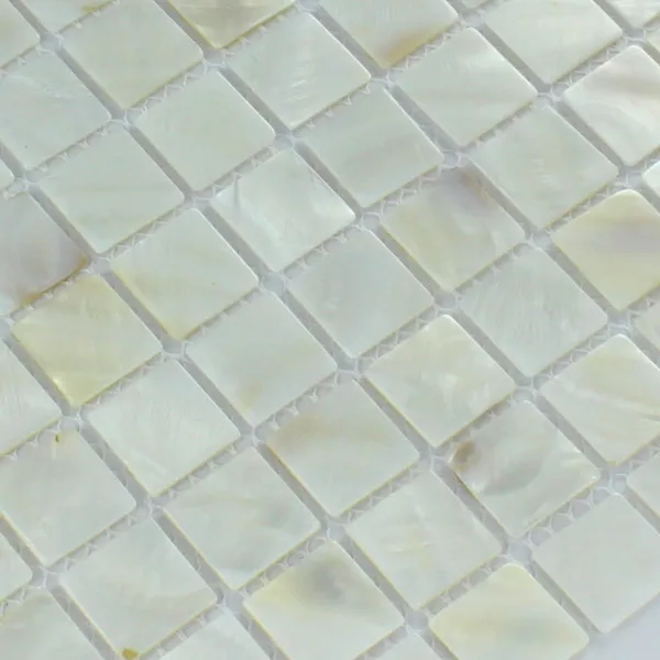 Vzorek Mozaiková Dlaždice Sklo Perleťový Efekt  Bílá