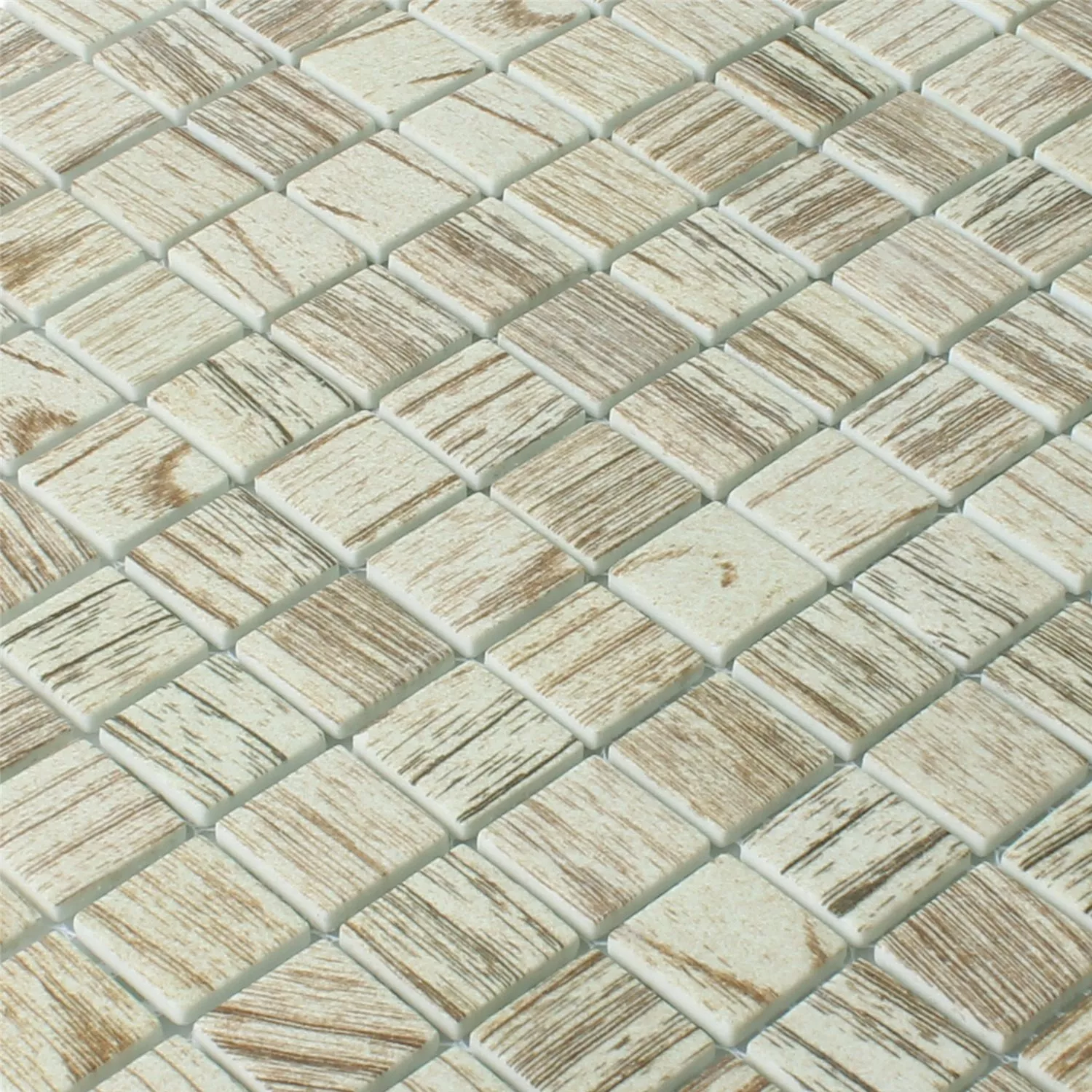 Mozaiková Dlaždice Sklo Valetta Struktura Dřeva Světle Béžová