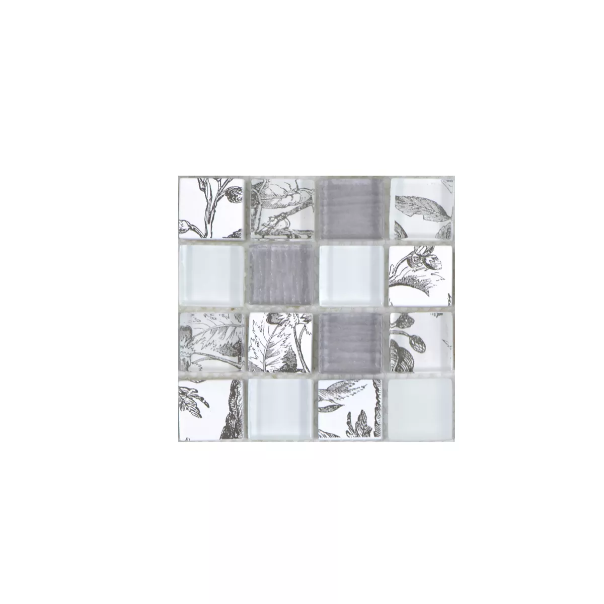 Vzorek Skleněná Mozaika Dlaždice Cornelia Retro Vzhled Bílá Šedá