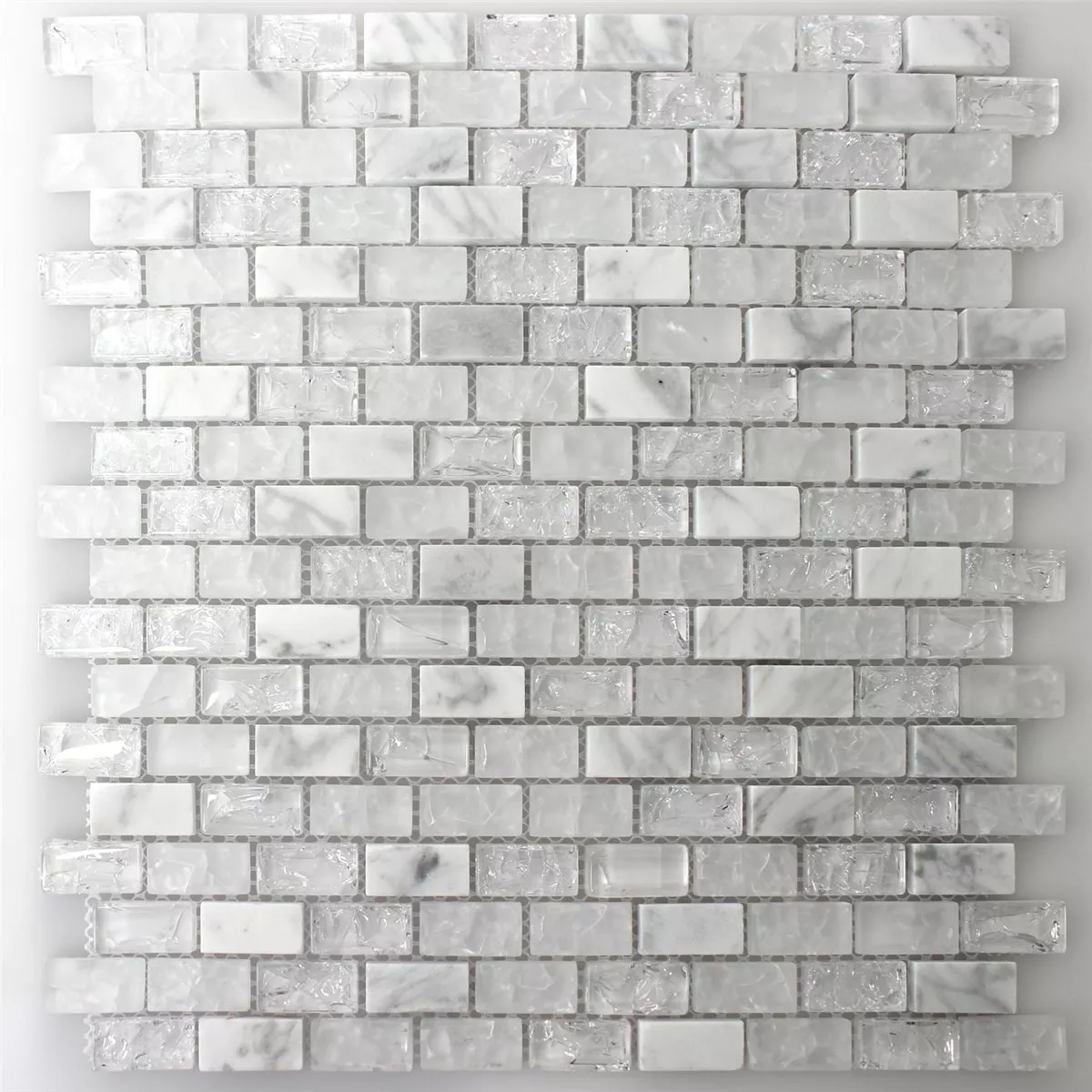 Vzorek Mozaiková Dlaždice Sklo Přírodní Kámen Zlomené Bílá Efekt Brick