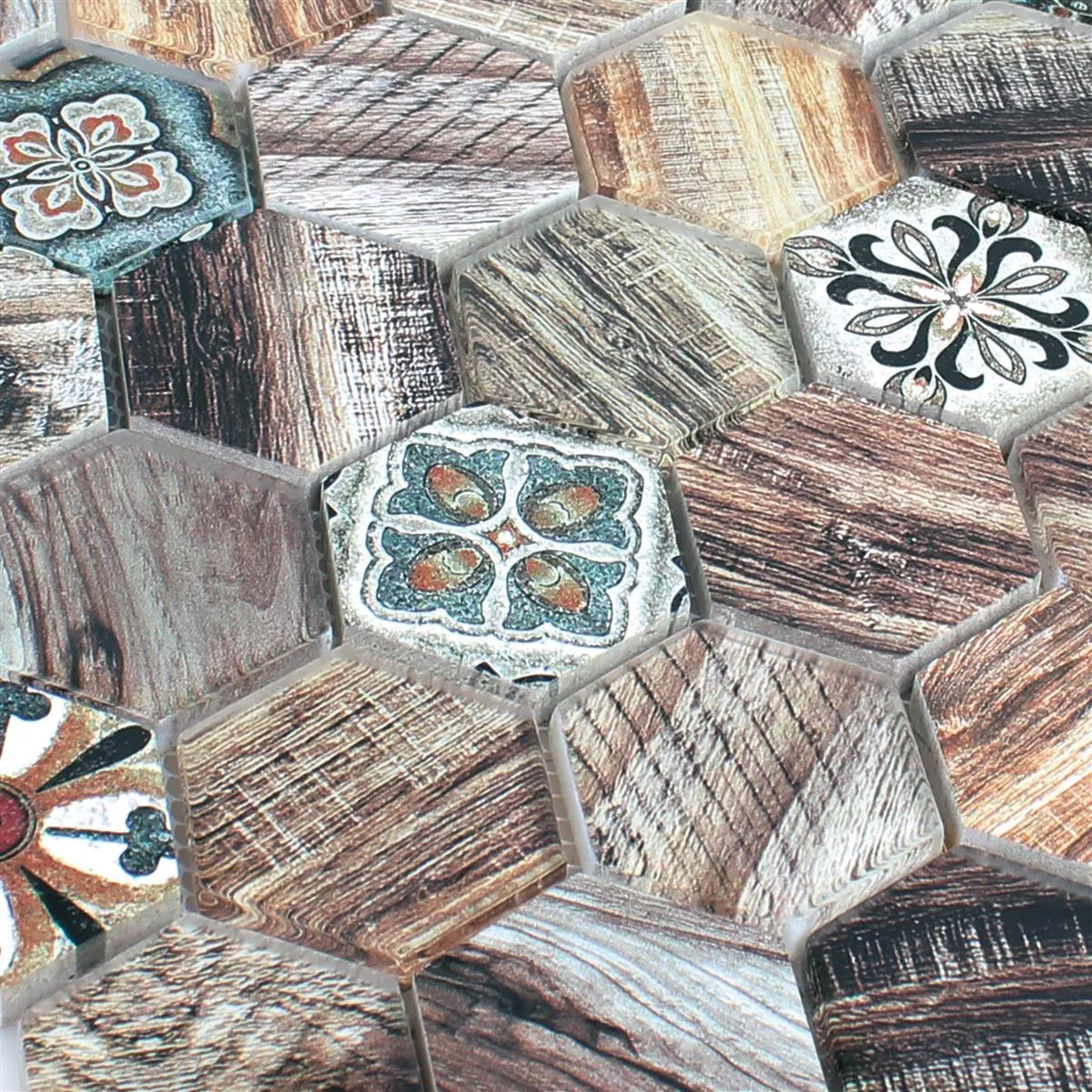Vzorek Sklo Mozaika Z Přírodního Kamene Eritrea Dřevěný Vzhled Hnědá Šedá