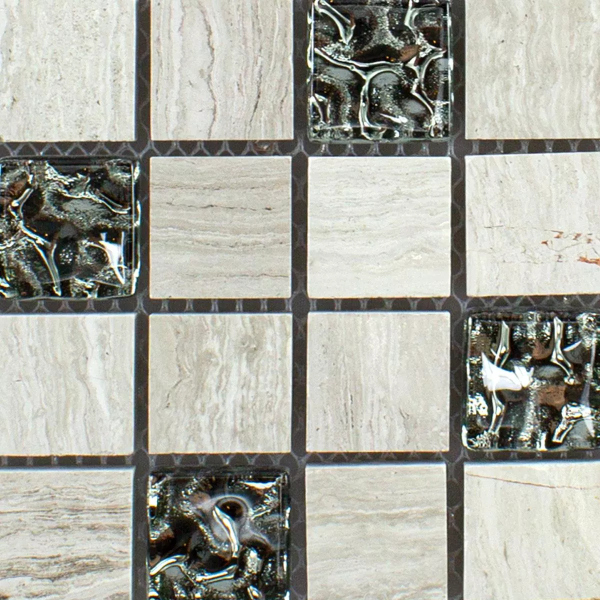Vzorek Sklo Přírodní Kámen Kov Keramická Mozaika Fulda Šedá Stříbrná