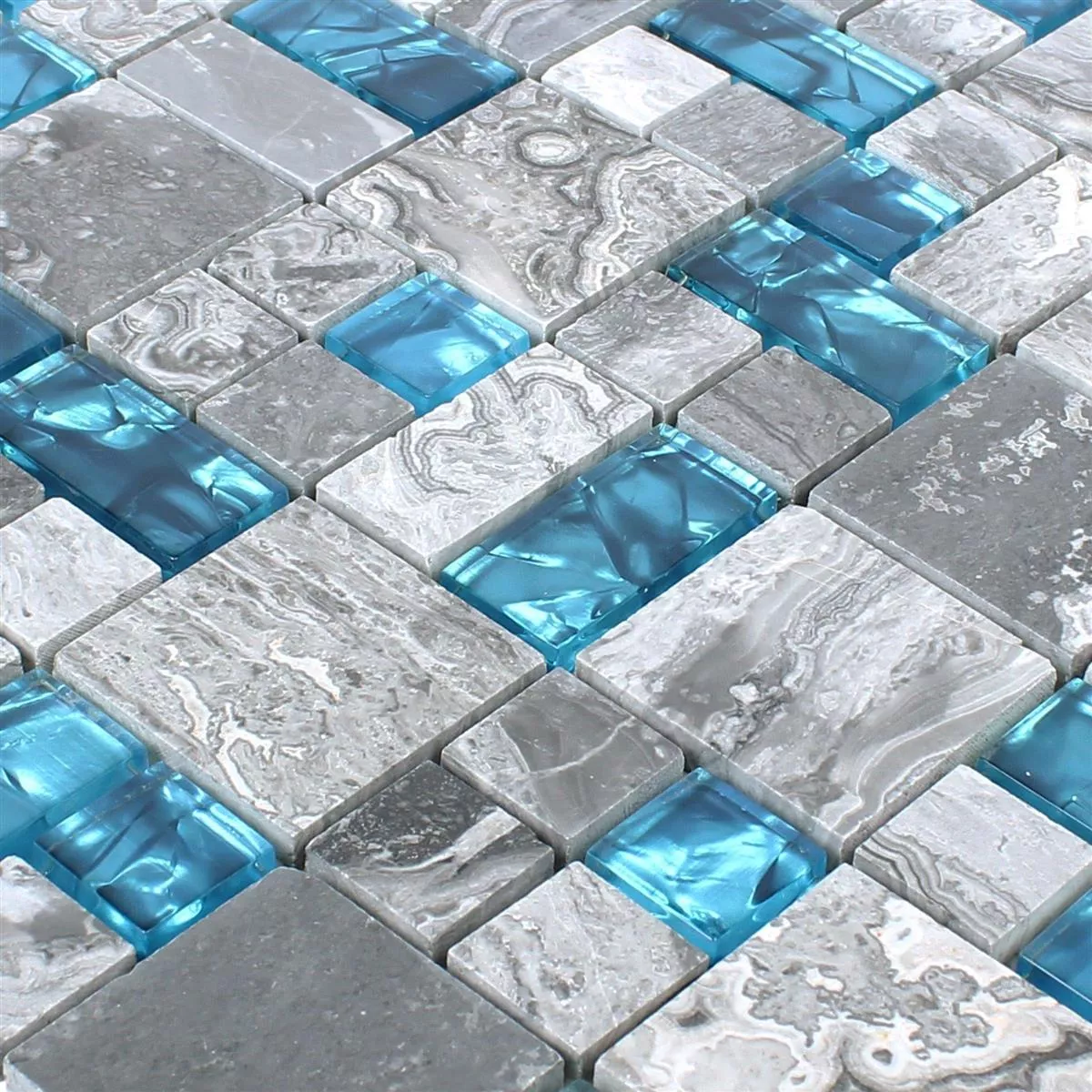 Skleněná Mozaika Dlaždice Z Přírodního Kamene Sinop Šedá Modrá 2 Mix