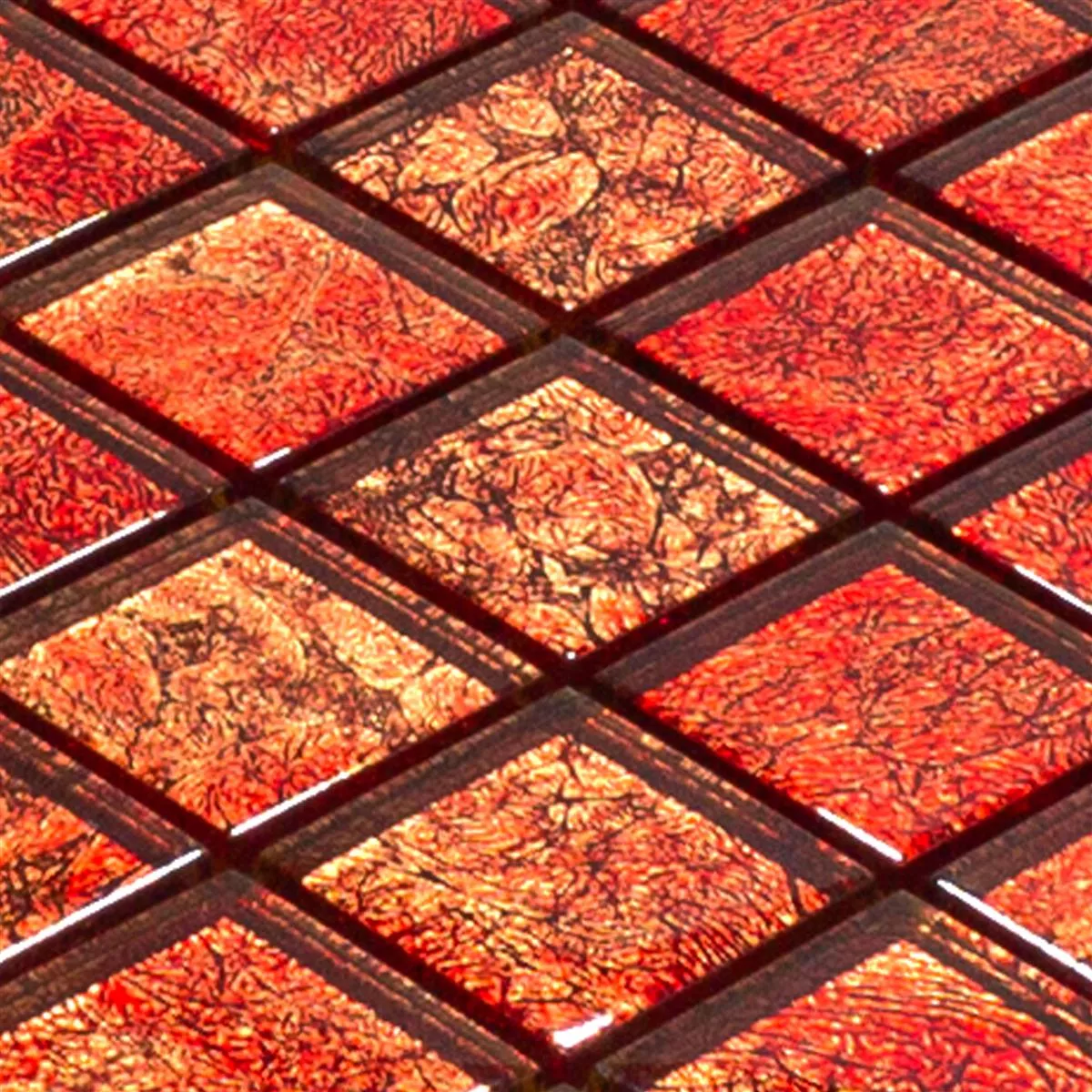 Skleněná Mozaika Dlaždice Seraphina Červená Čtverec 47