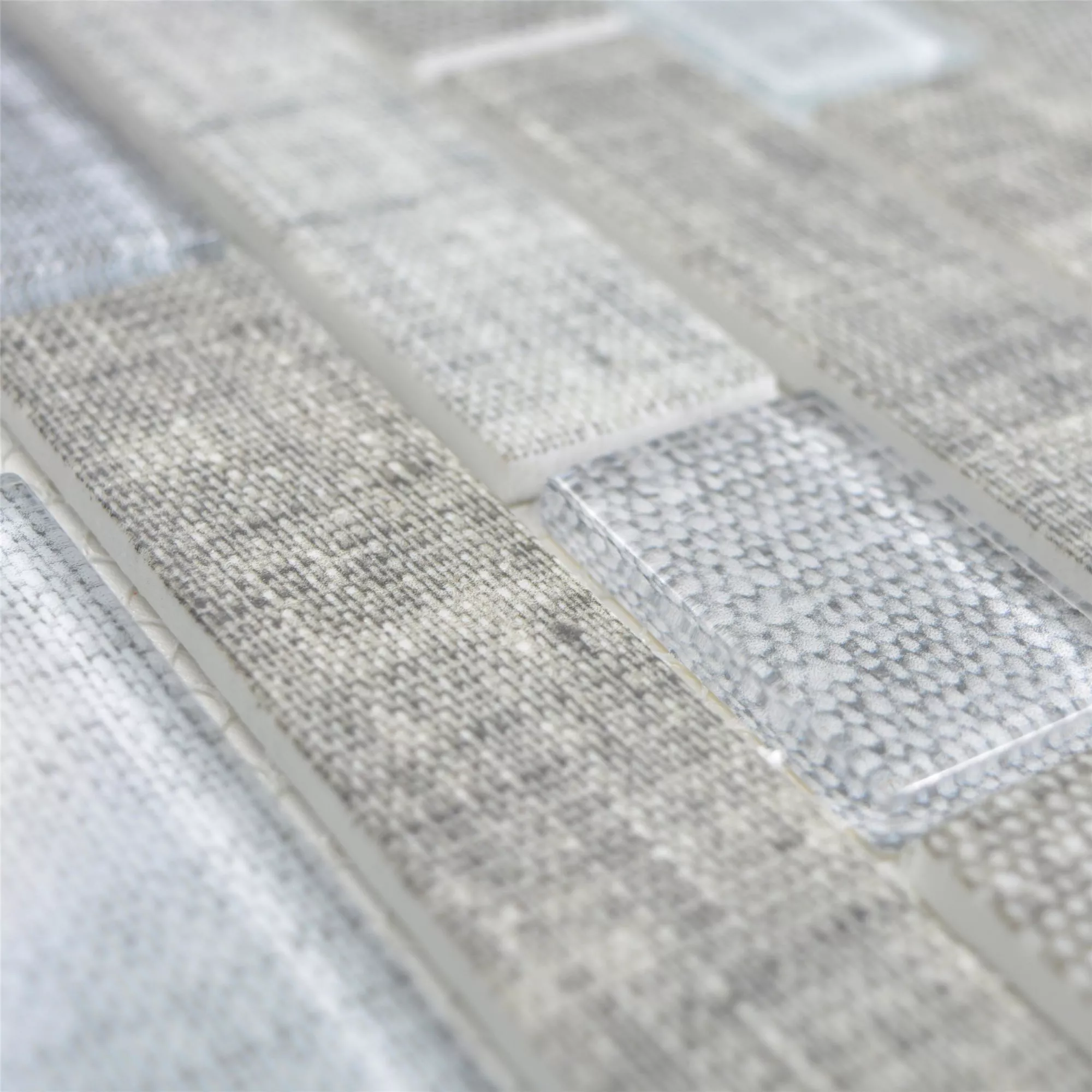 Skleněná Mozaika Dlaždice Lyonel Textil Vzhled Brick Šedá