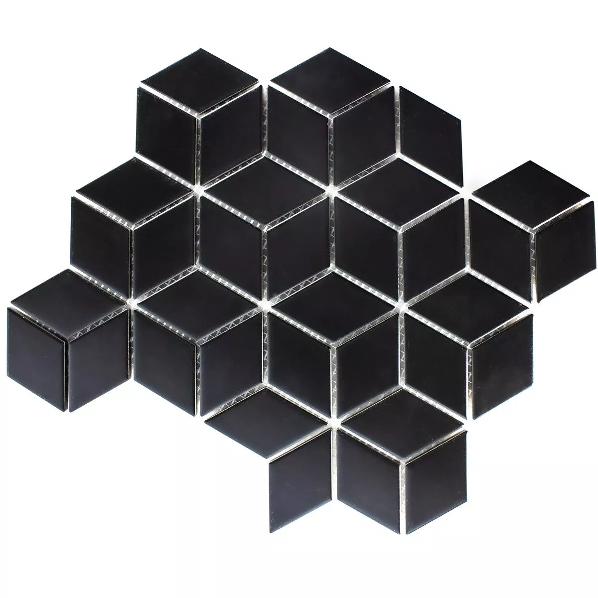 Vzorek Keramika Mozaiková Dlaždice Cavalier 3D Kostky Matný Černá