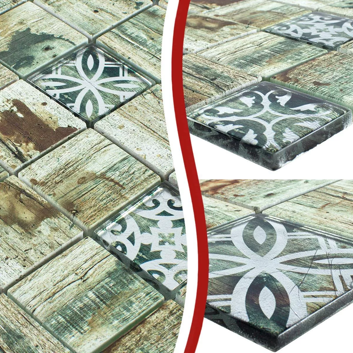 Vzorek Skleněná Mozaika Dlaždice Dřevěný Vzhled Township Béžová Hnědá