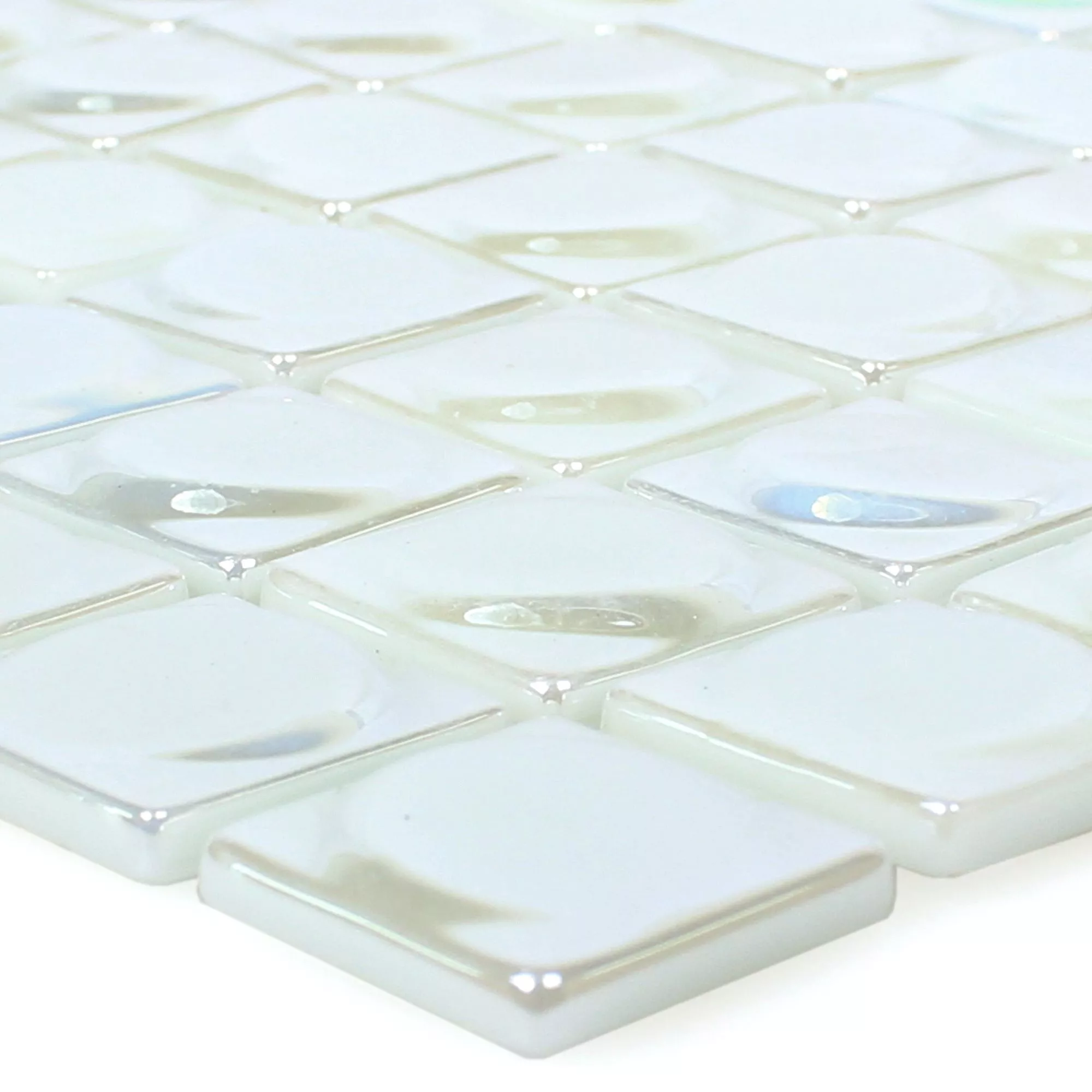 Skleněná Mozaika Dlaždice Accra Bílá 3D Zaoblený