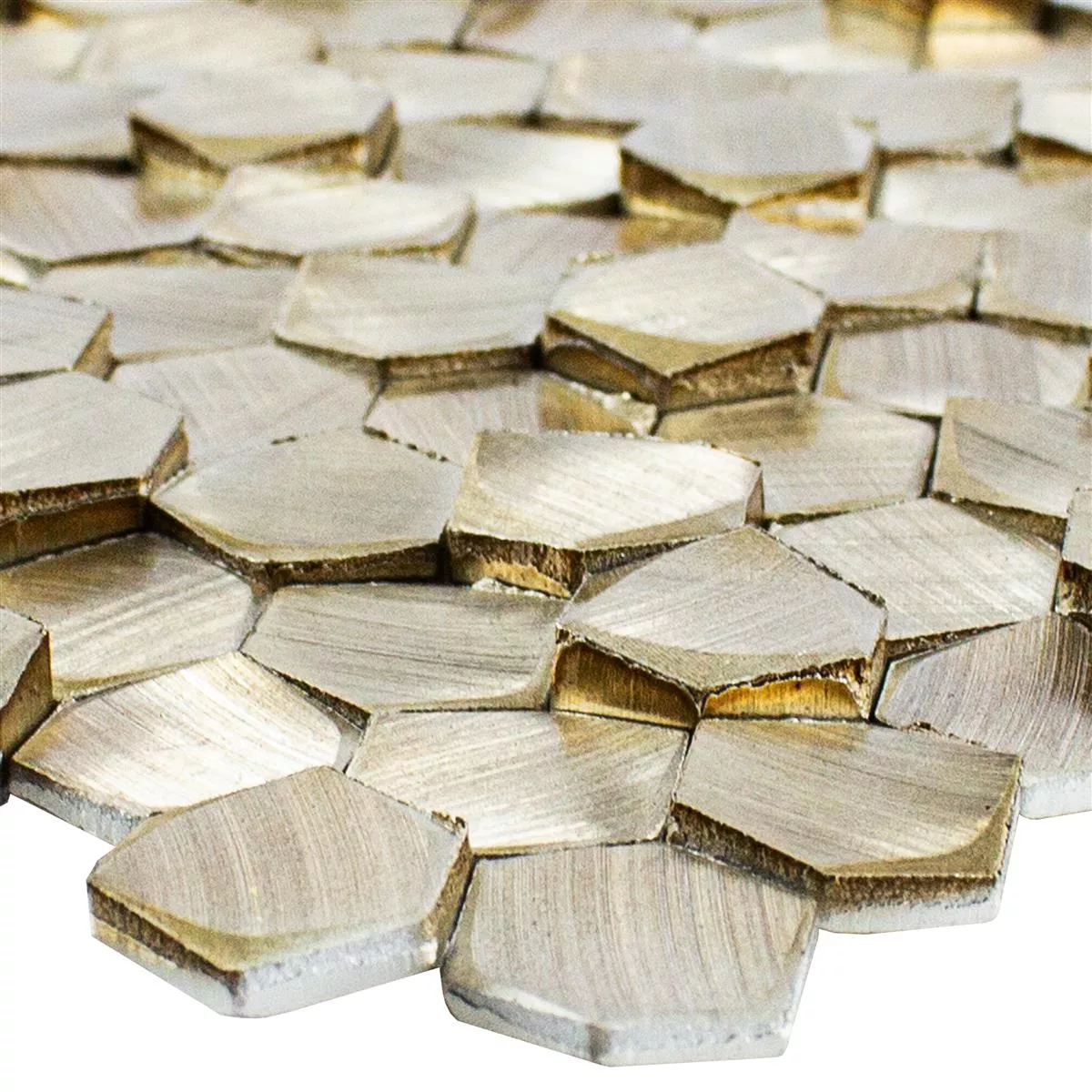 Vzorek Hliník Kov Mozaikové Dlaždice McAllen Zlatá