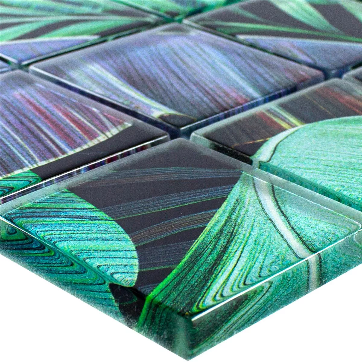 Vzorek Skleněná Mozaika Dlaždice Pittsburg Květinová Optika Zelená Lila