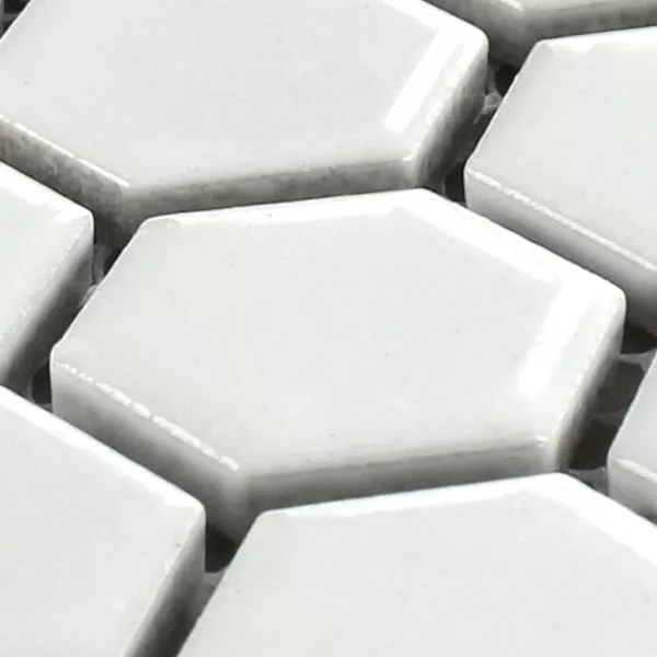 Mozaiková Dlaždice Keramika Šestiúhelník Bílá Matný 23x23x4mm