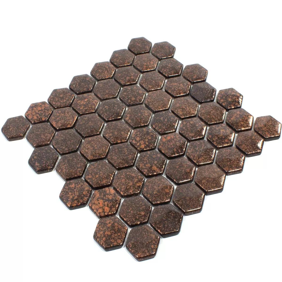 Skleněná Mozaika Dlaždice Leopard Šestiúhelník 3D Bronzová