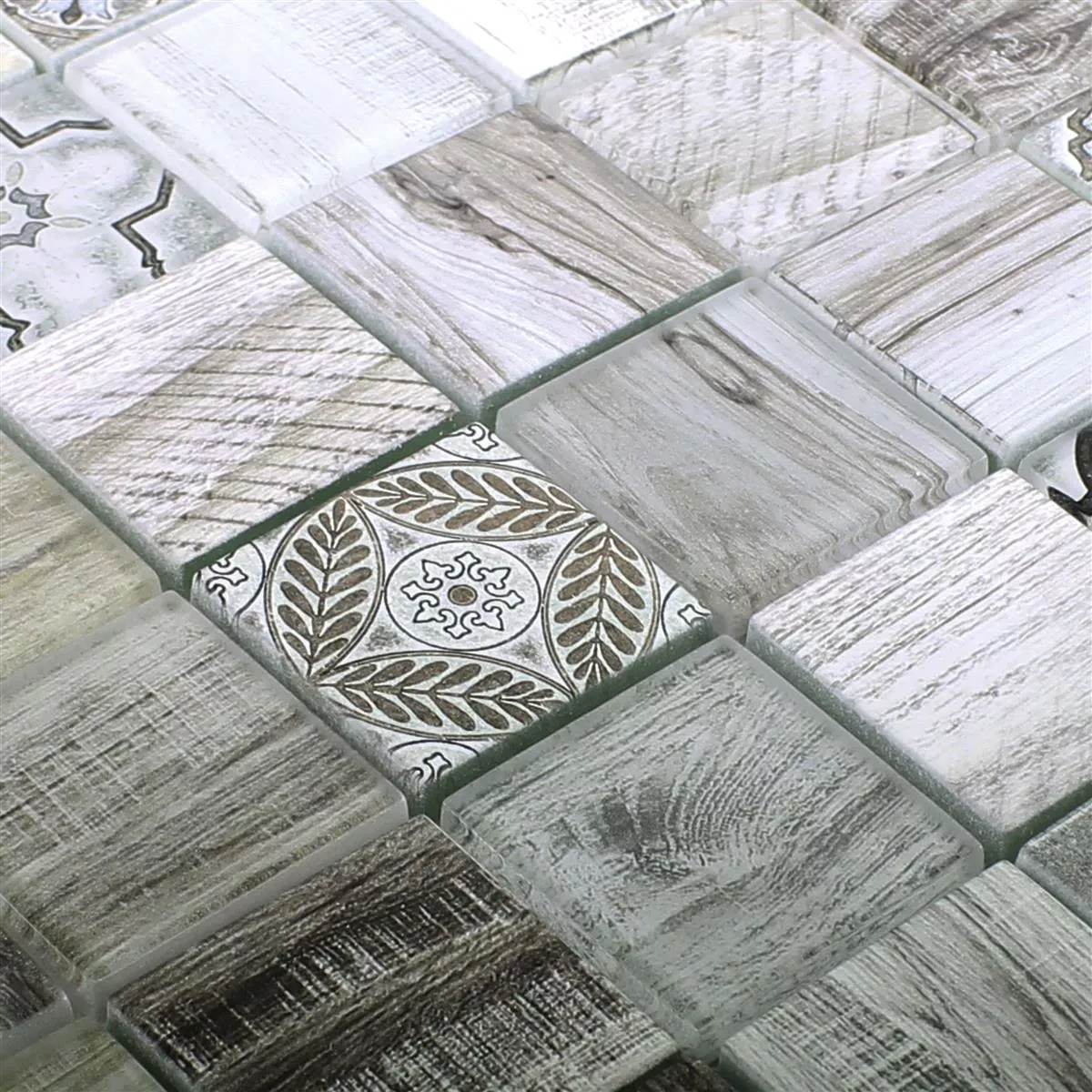 Skleněná Mozaika Dlaždice Dřevěný Vzhled Makarska Béžová