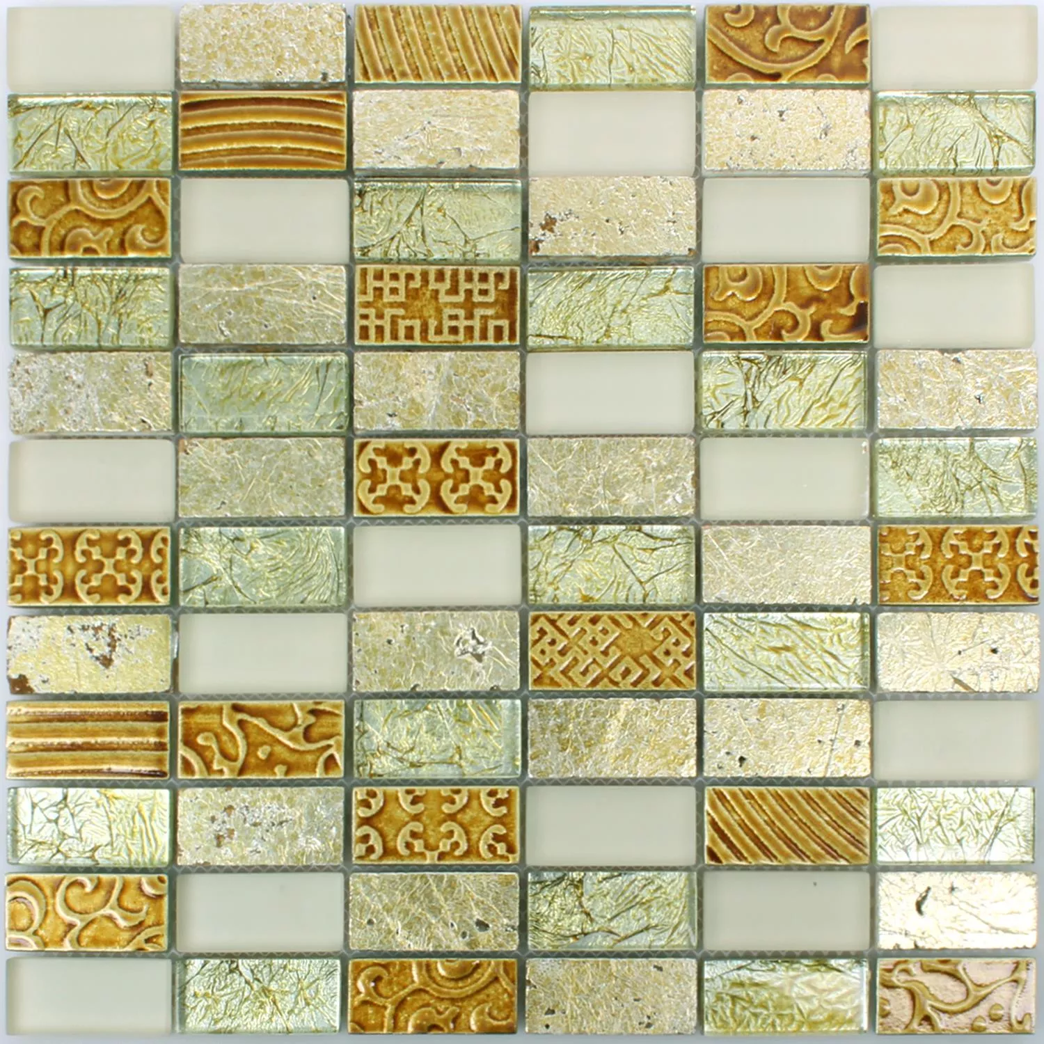 Vzorek Mozaiková Dlaždice Sklo Přírodní Kámen Piroshka Zlatá