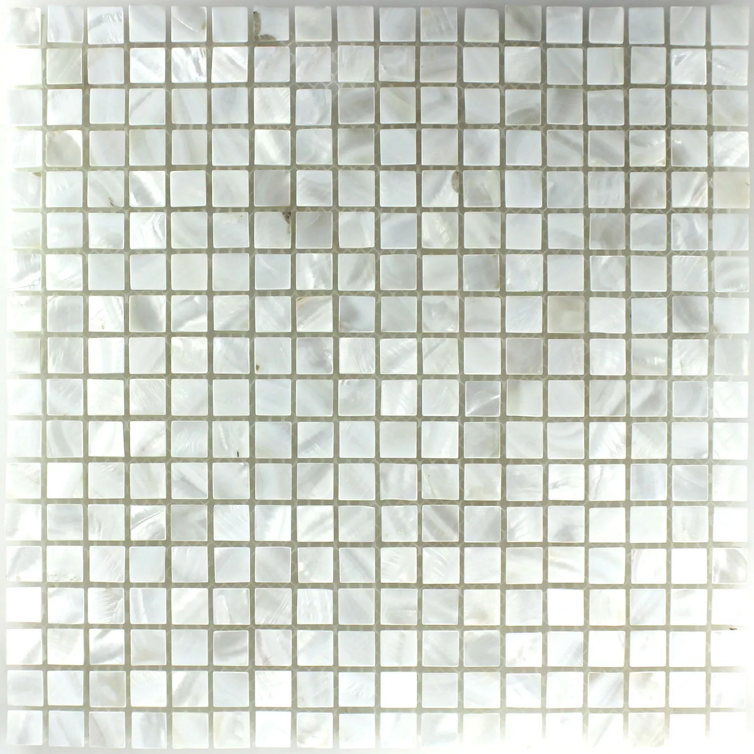 Mozaiková Dlaždice Sklo Perleťový Efekt Slonová Kost Bílá 15x15x8mm