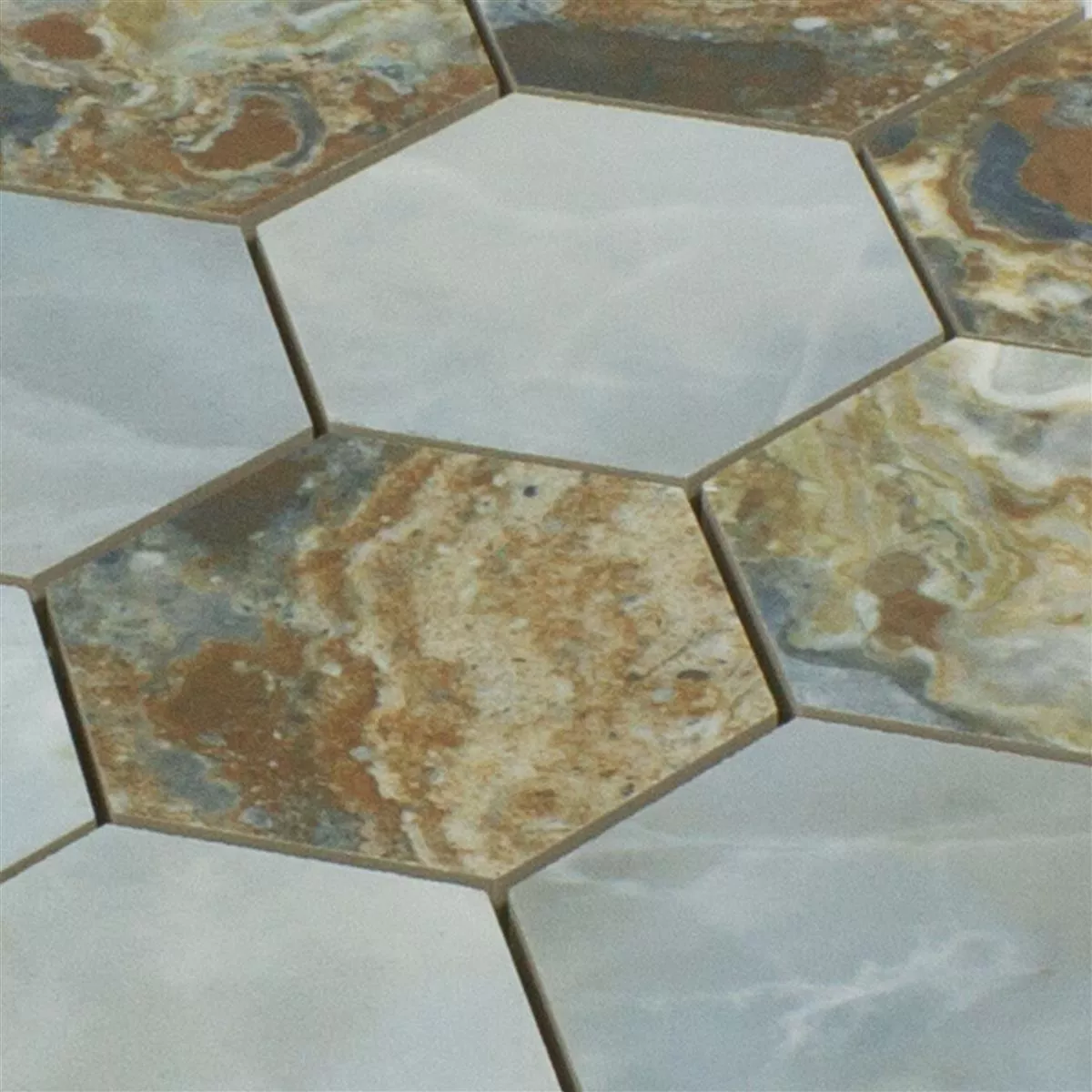 Keramická Mozaika Dlaždice Naftalin Šestiúhelník Hnědá Modrá