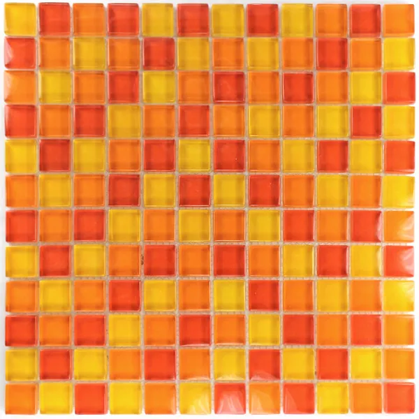 Skleněná Mozaika Dlaždice Žlutá Oranžová Červená 25x25x8mm