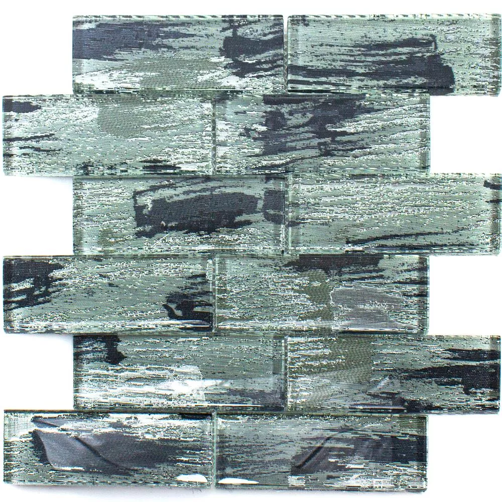 Vzorek Skleněná Mozaika Dlaždice Troja Stříbrná