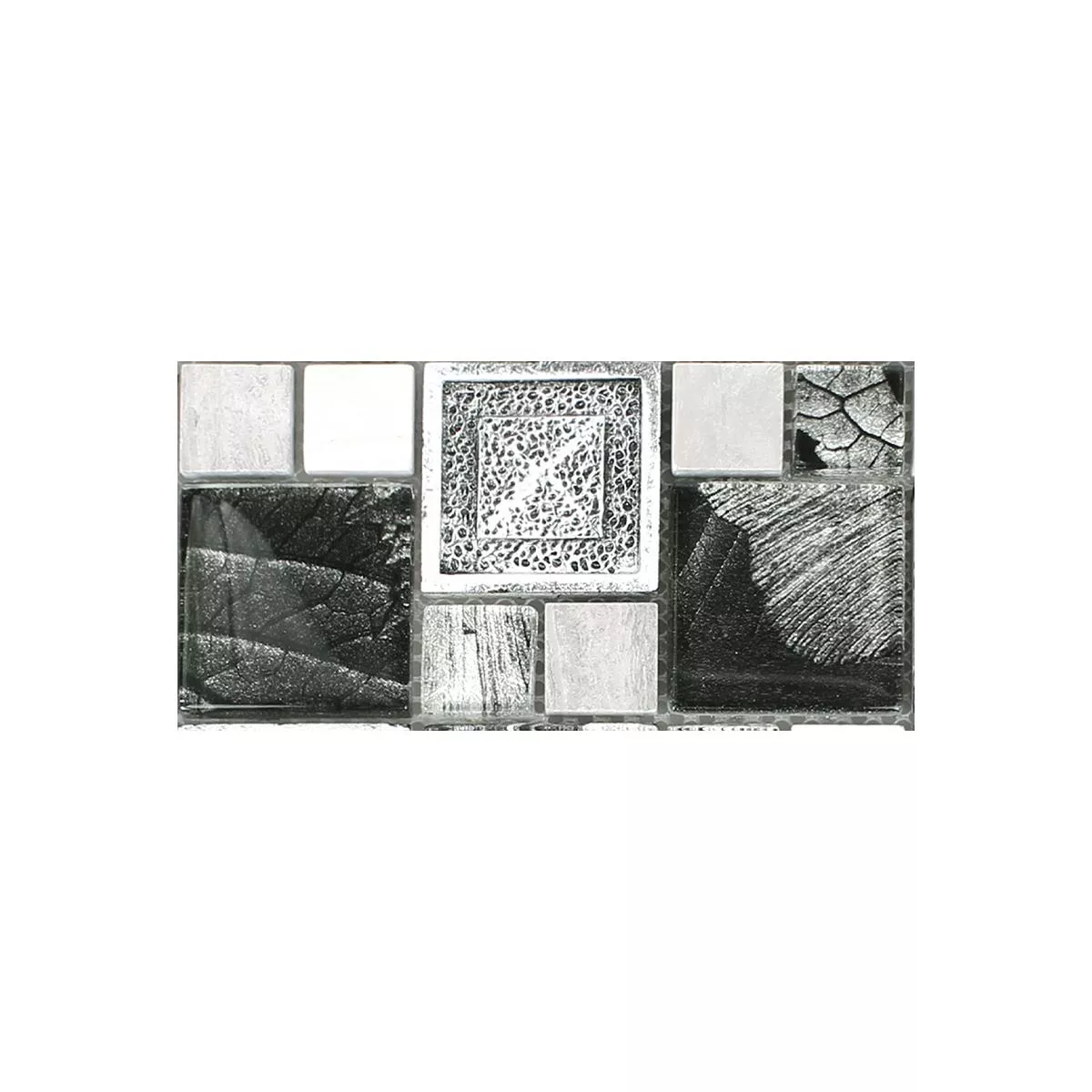 Vzorek Mozaiková Dlaždice Levanzo Sklo Pryskyřice Ornament Mix Stříbrná