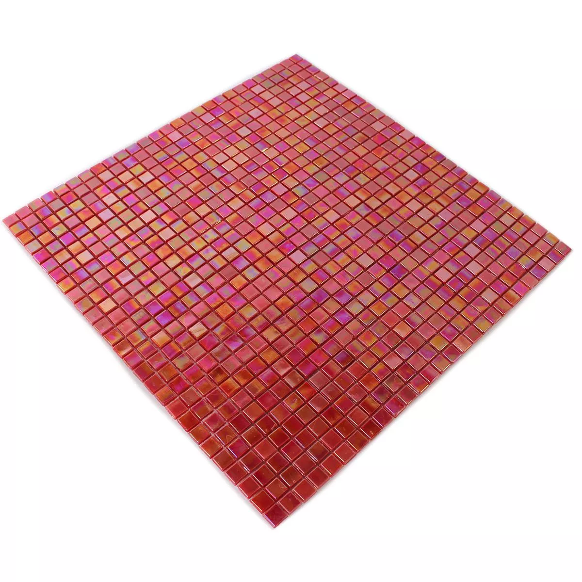 Vzorek Skleněná Mozaika Dlaždice Perleťový Efekt Červená