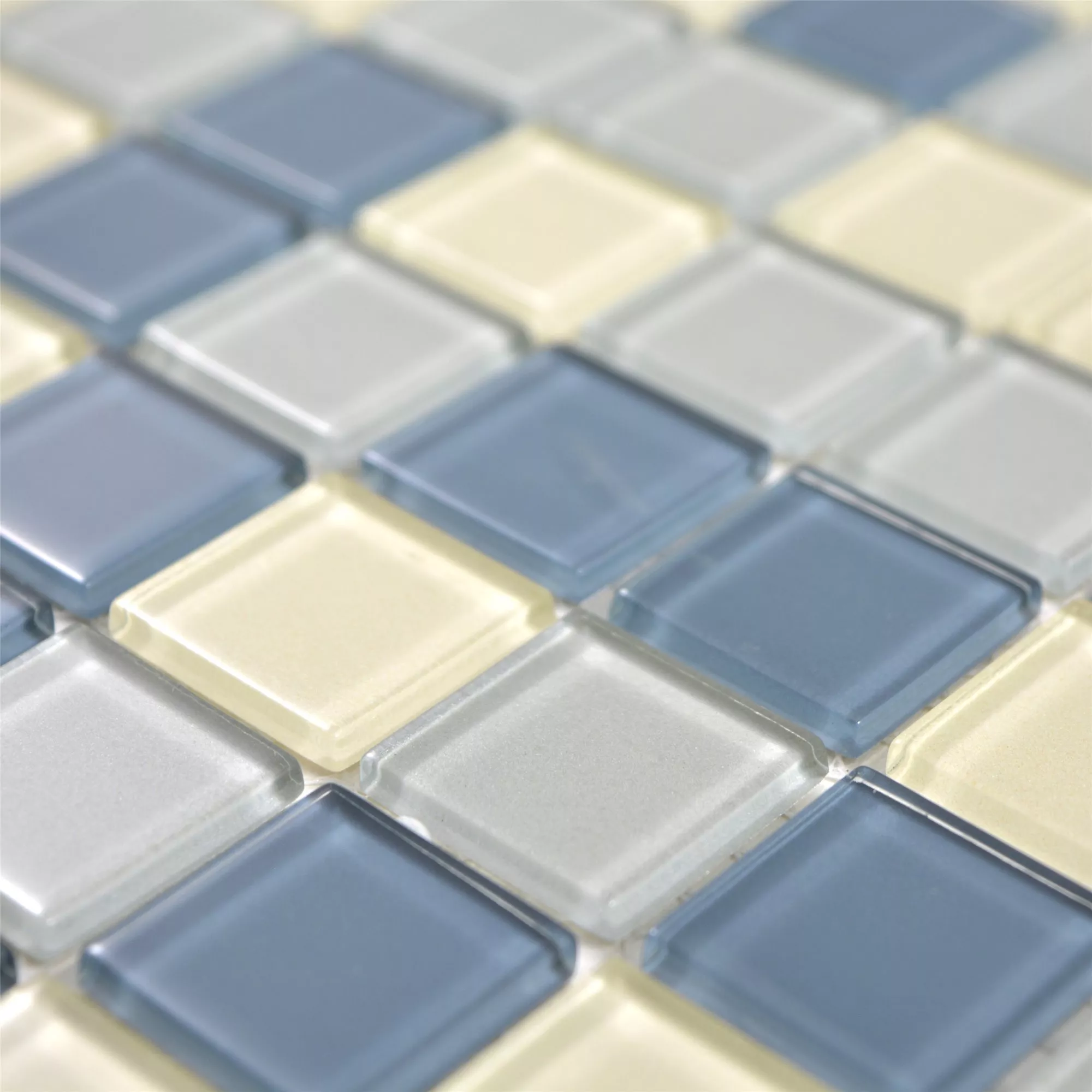 Skleněná Mozaika Dlaždice Bommel Stříbrná Bílá Modrá