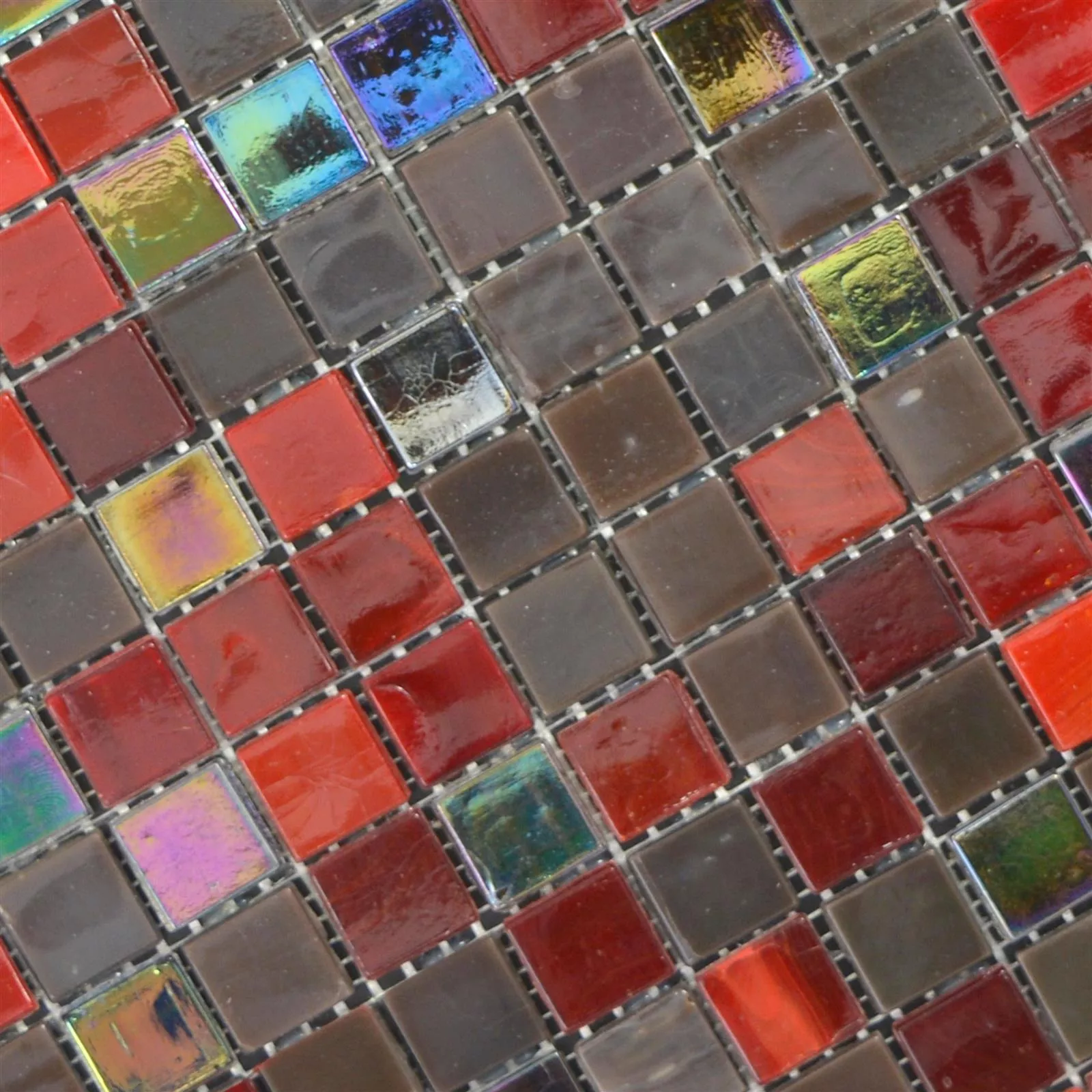Vzorek Sklo Mozaiková Dlaždice Rexford Perleťový Efekt Hnědá Červená